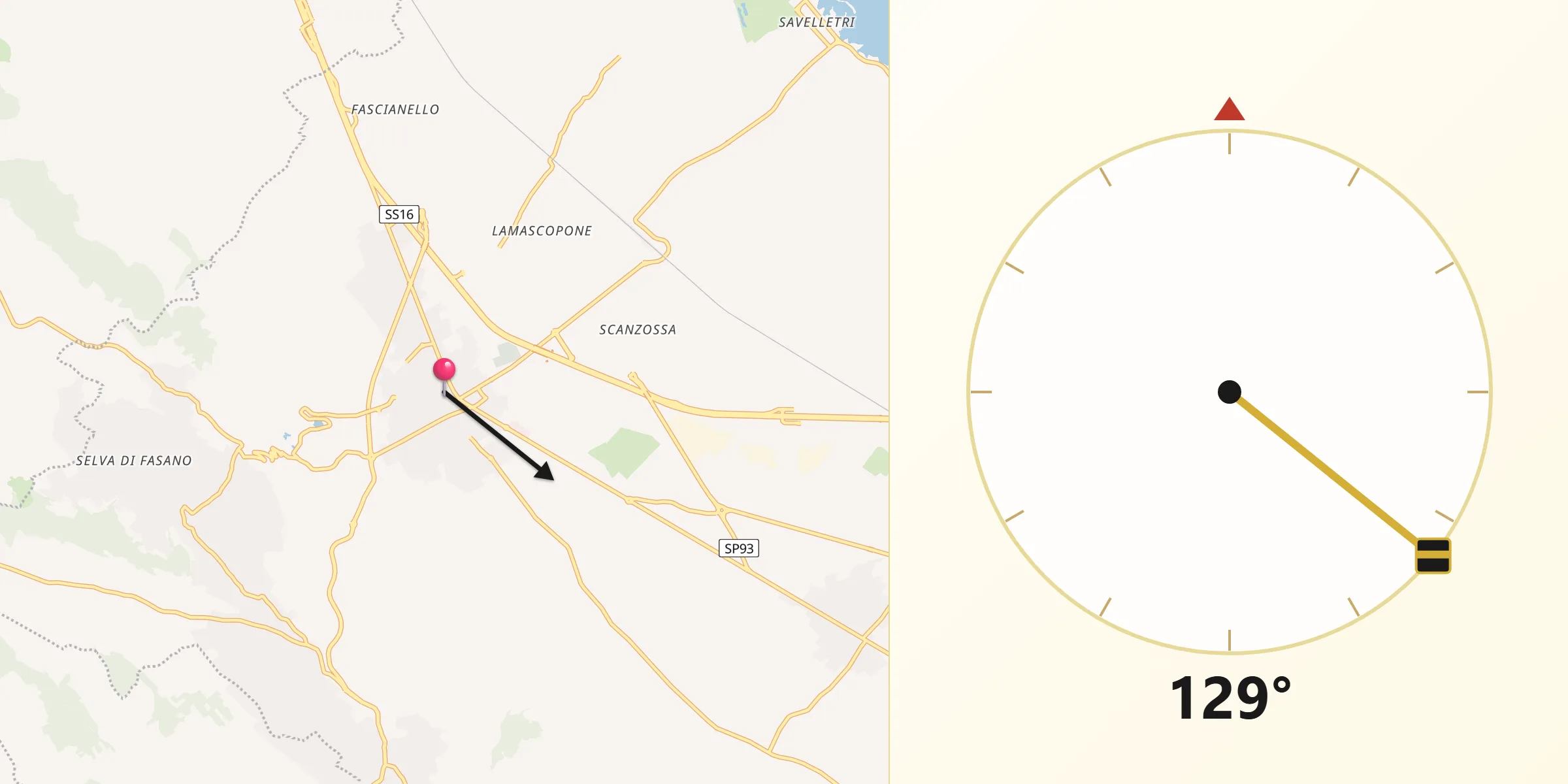 Direzione della Qibla da Fasano