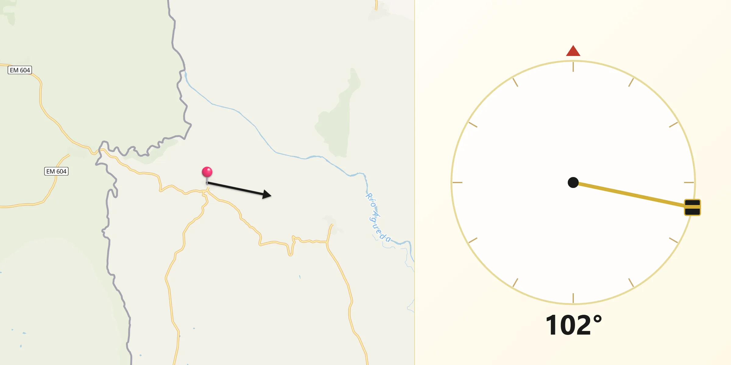 Dirección de la Qibla desde La Bouza