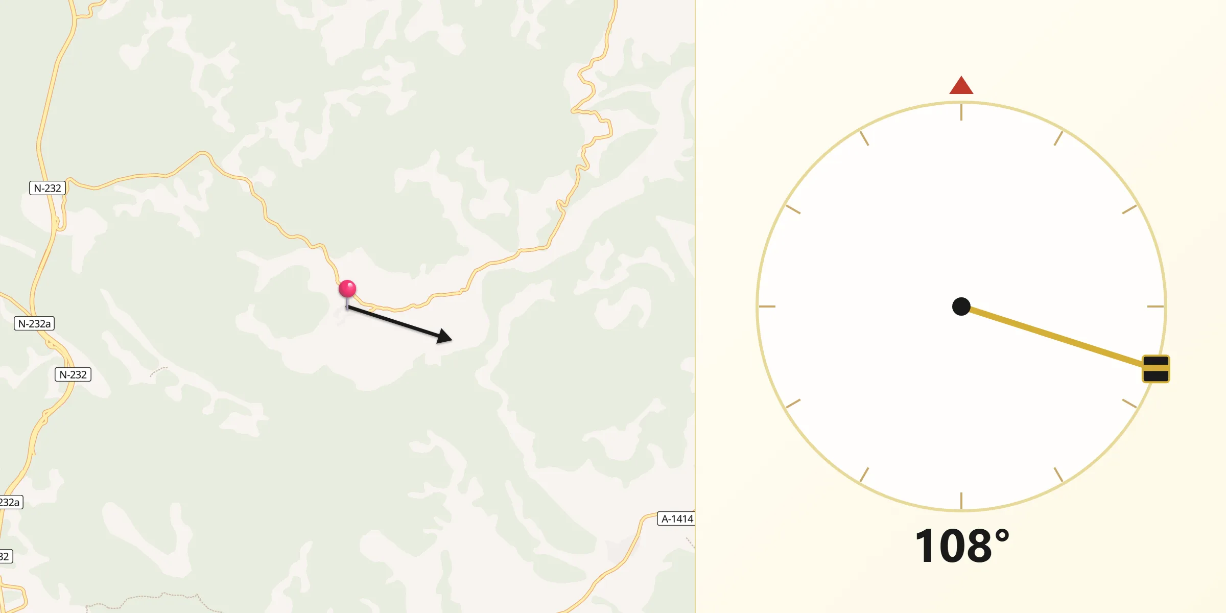 Dirección de la Qibla desde Ráfales