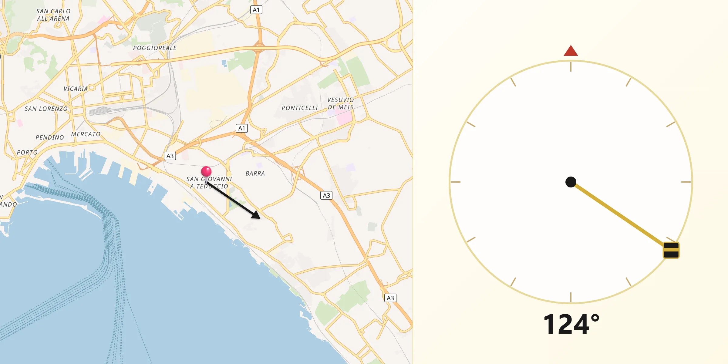 Direzione della Qibla da San Giovanni a Teduccio