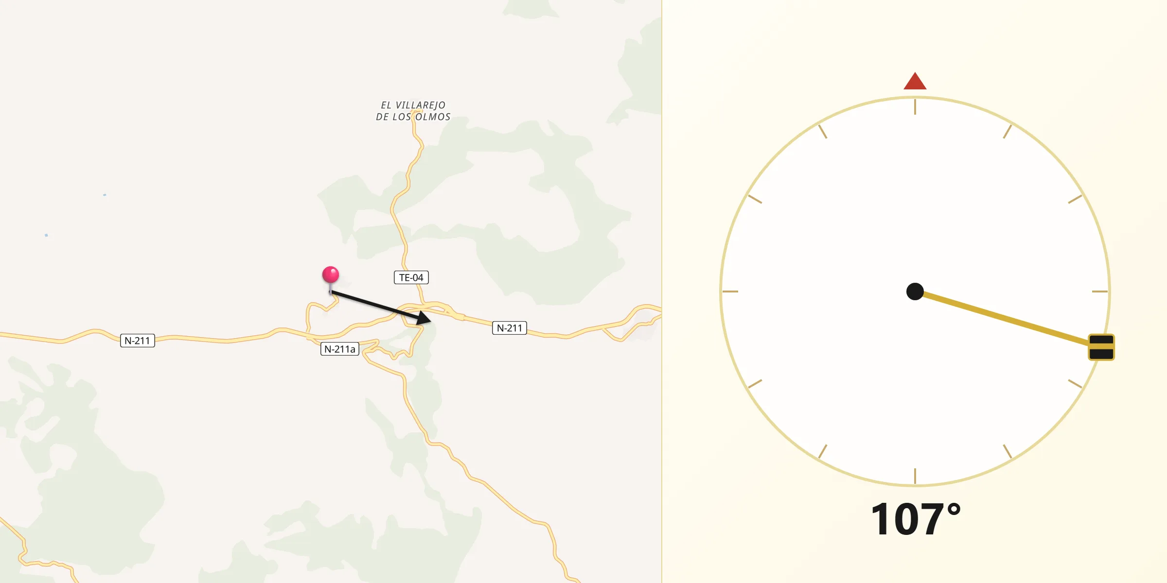 Dirección de la Qibla desde Bañón