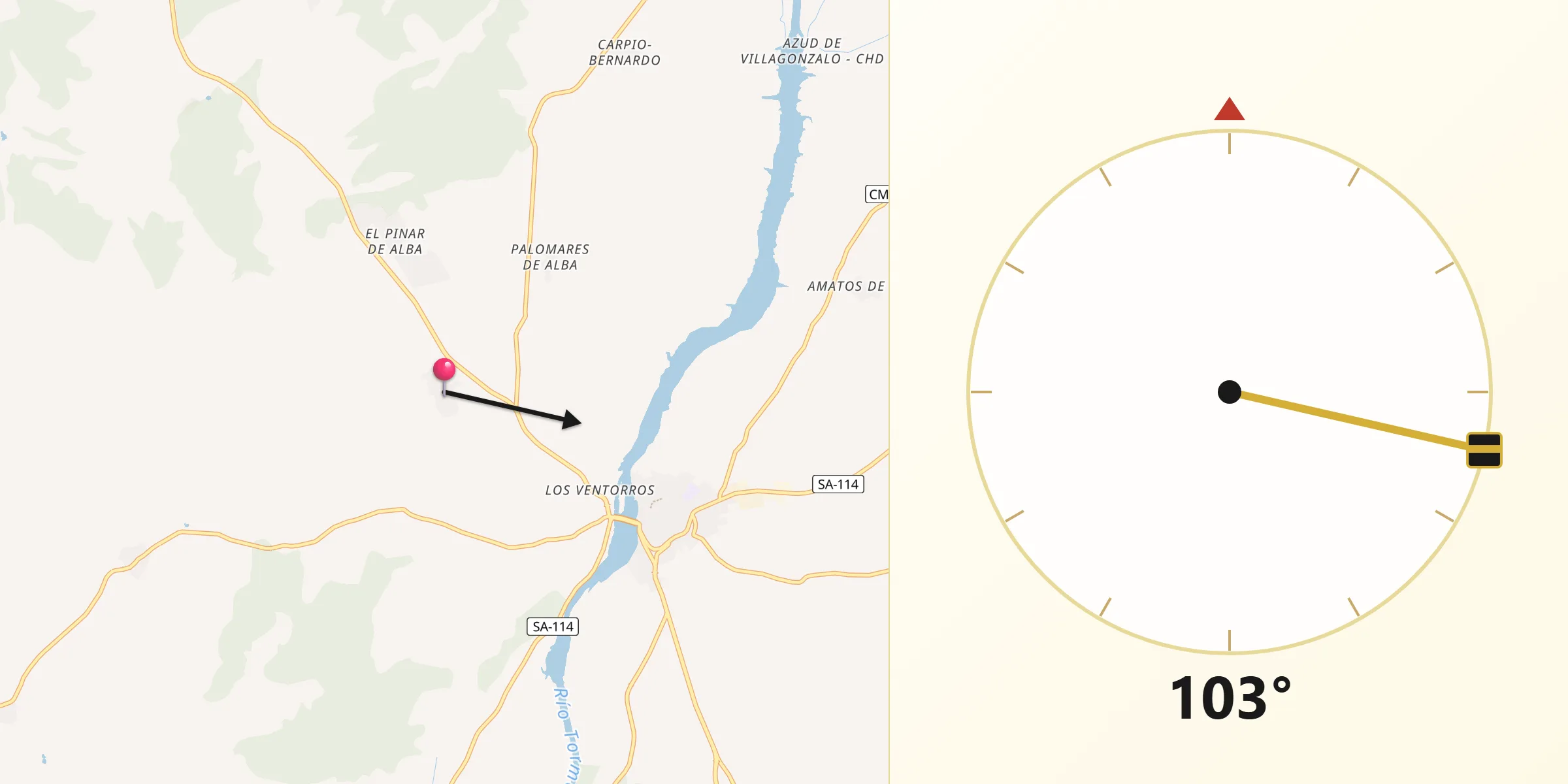 Dirección de la Qibla desde Terradillos
