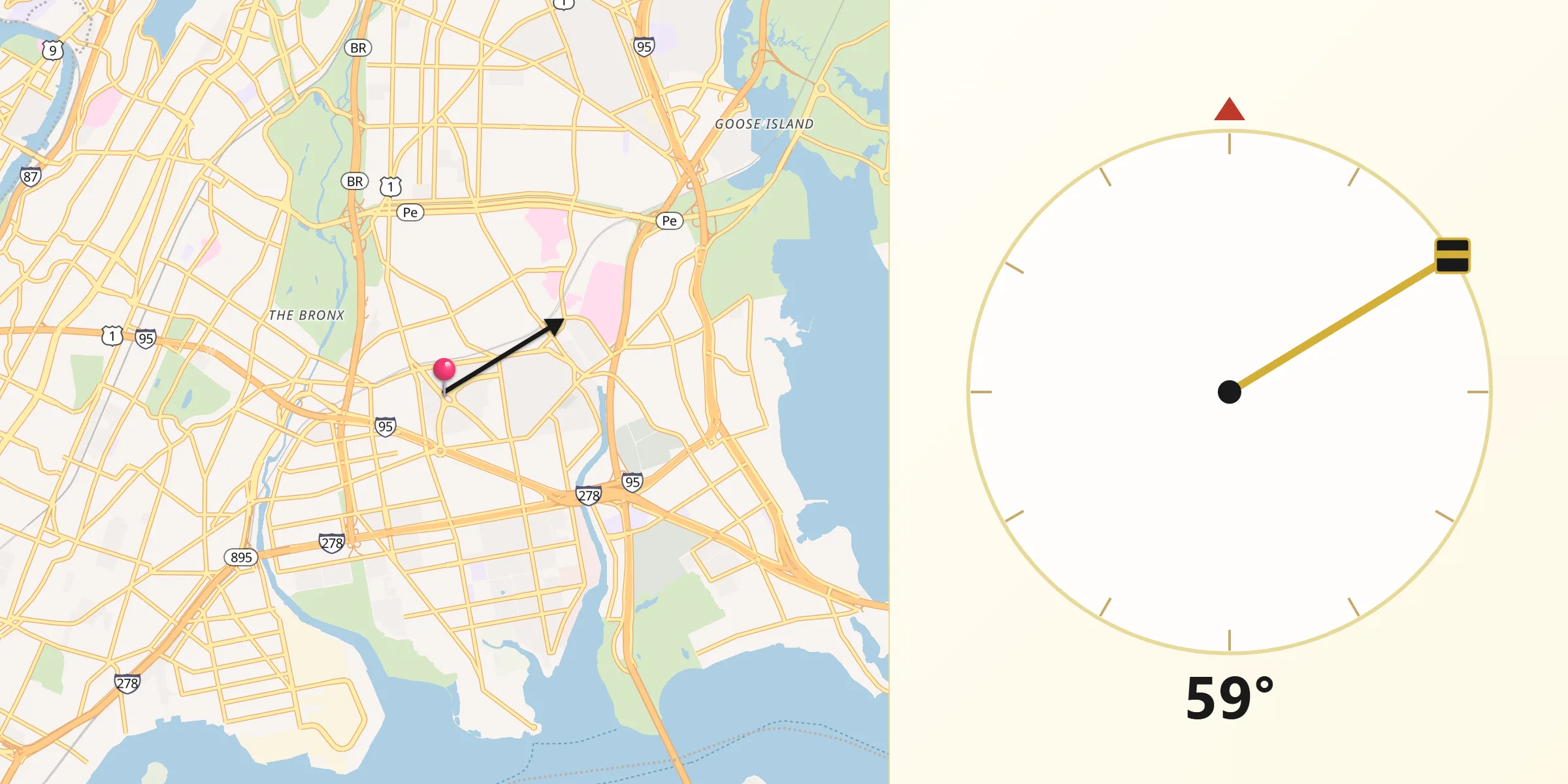 Qibla Direction from Parkchester