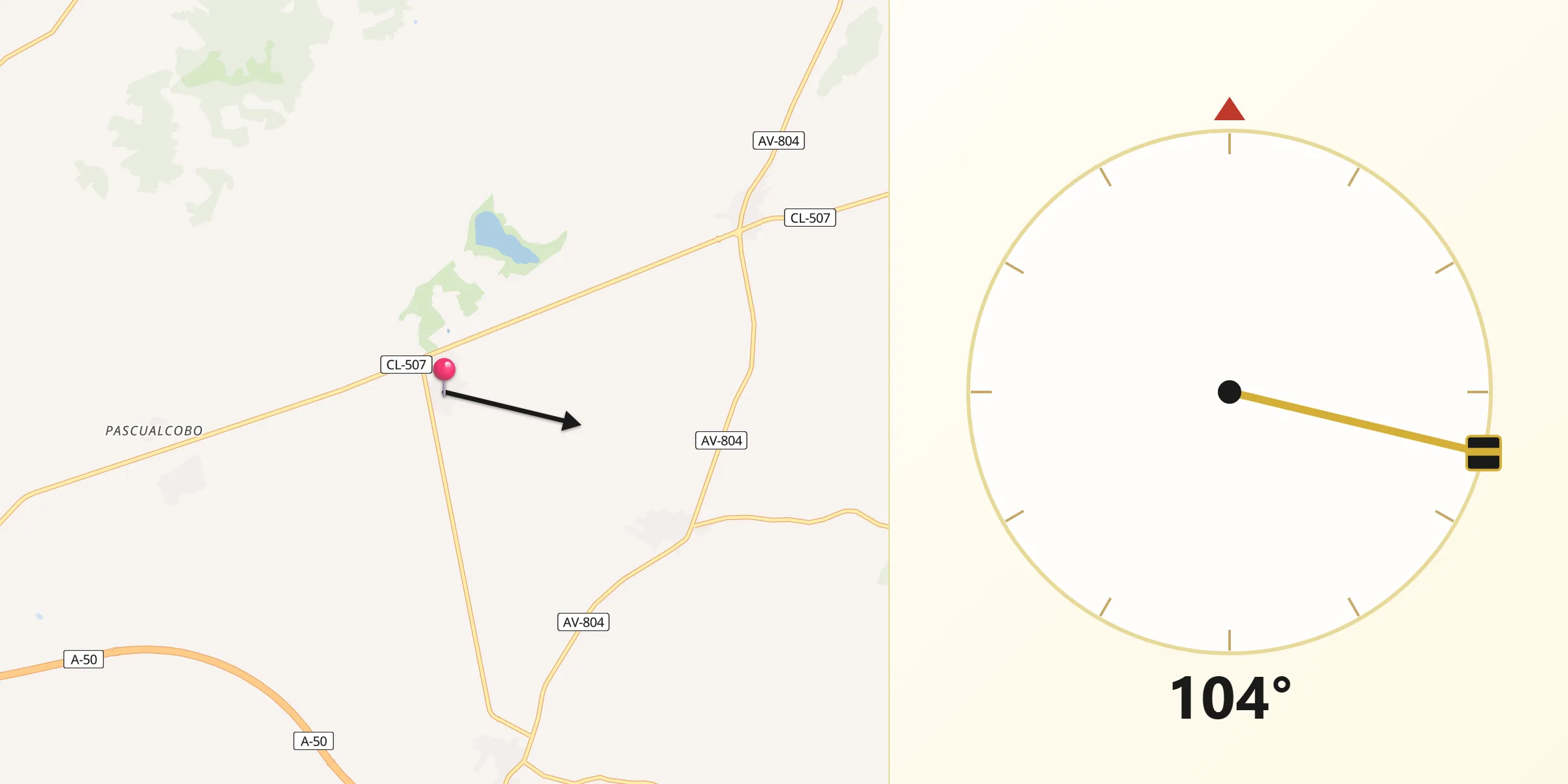Dirección de la Qibla desde El Oso