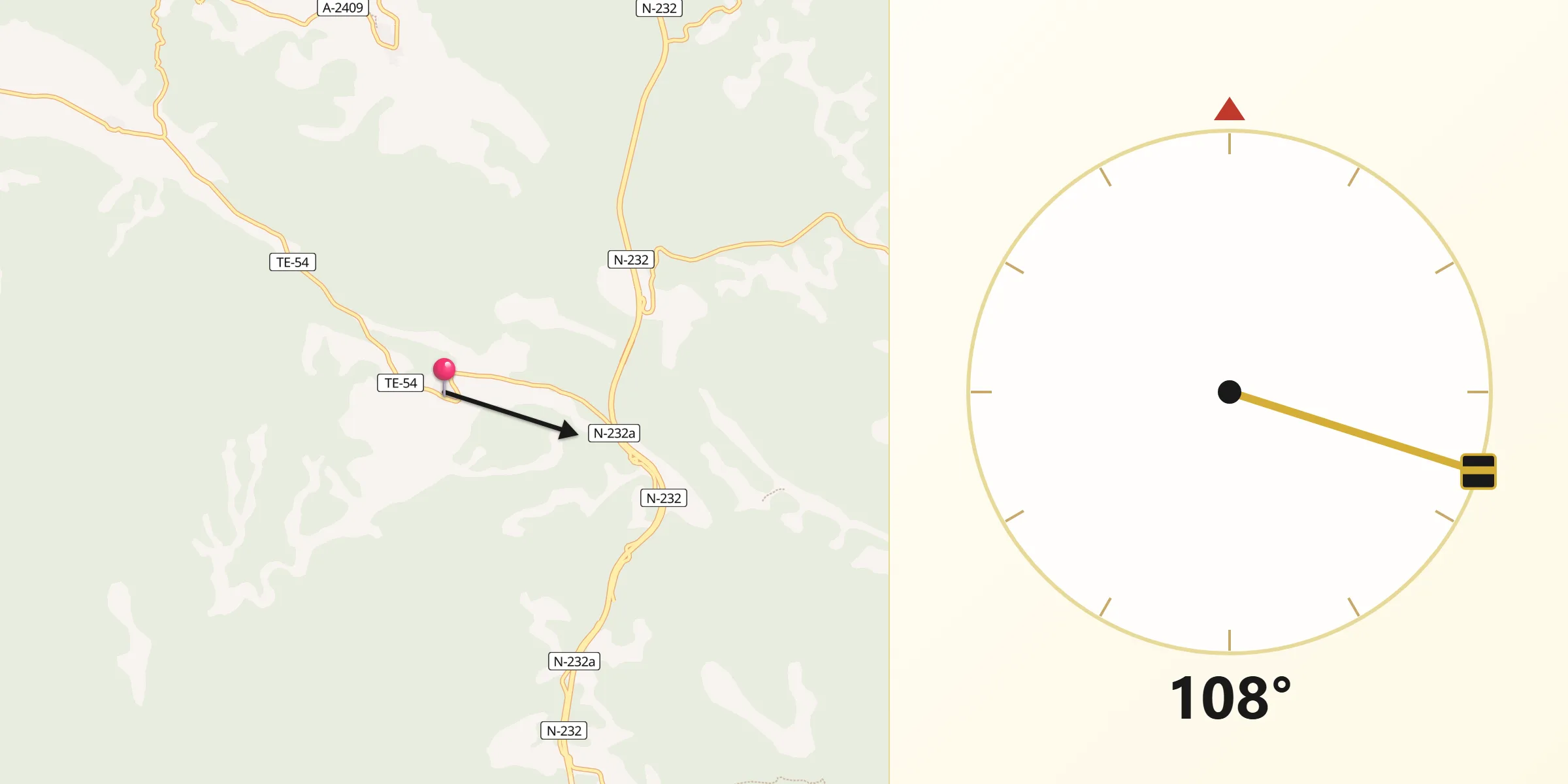 Dirección de la Qibla desde La Cerollera