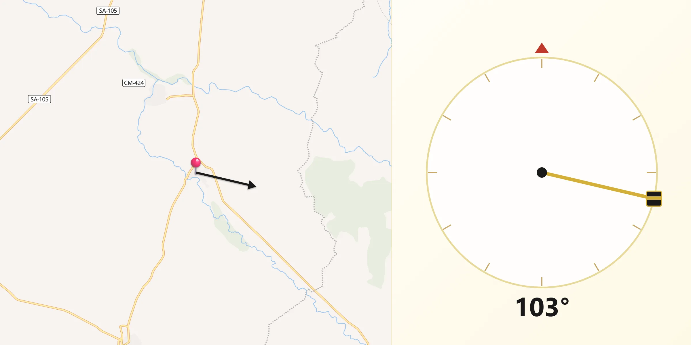 Dirección de la Qibla desde Mancera de Abajo
