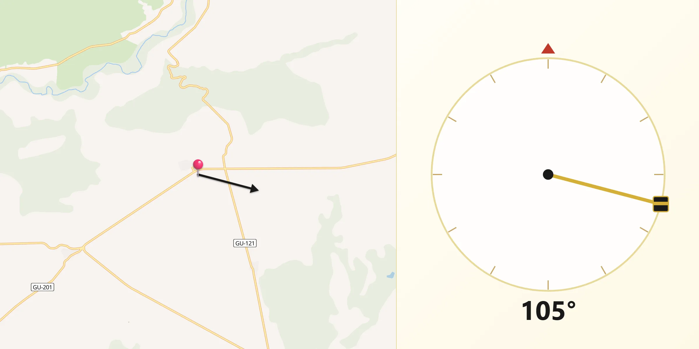 Dirección de la Qibla desde Casa de Uceda
