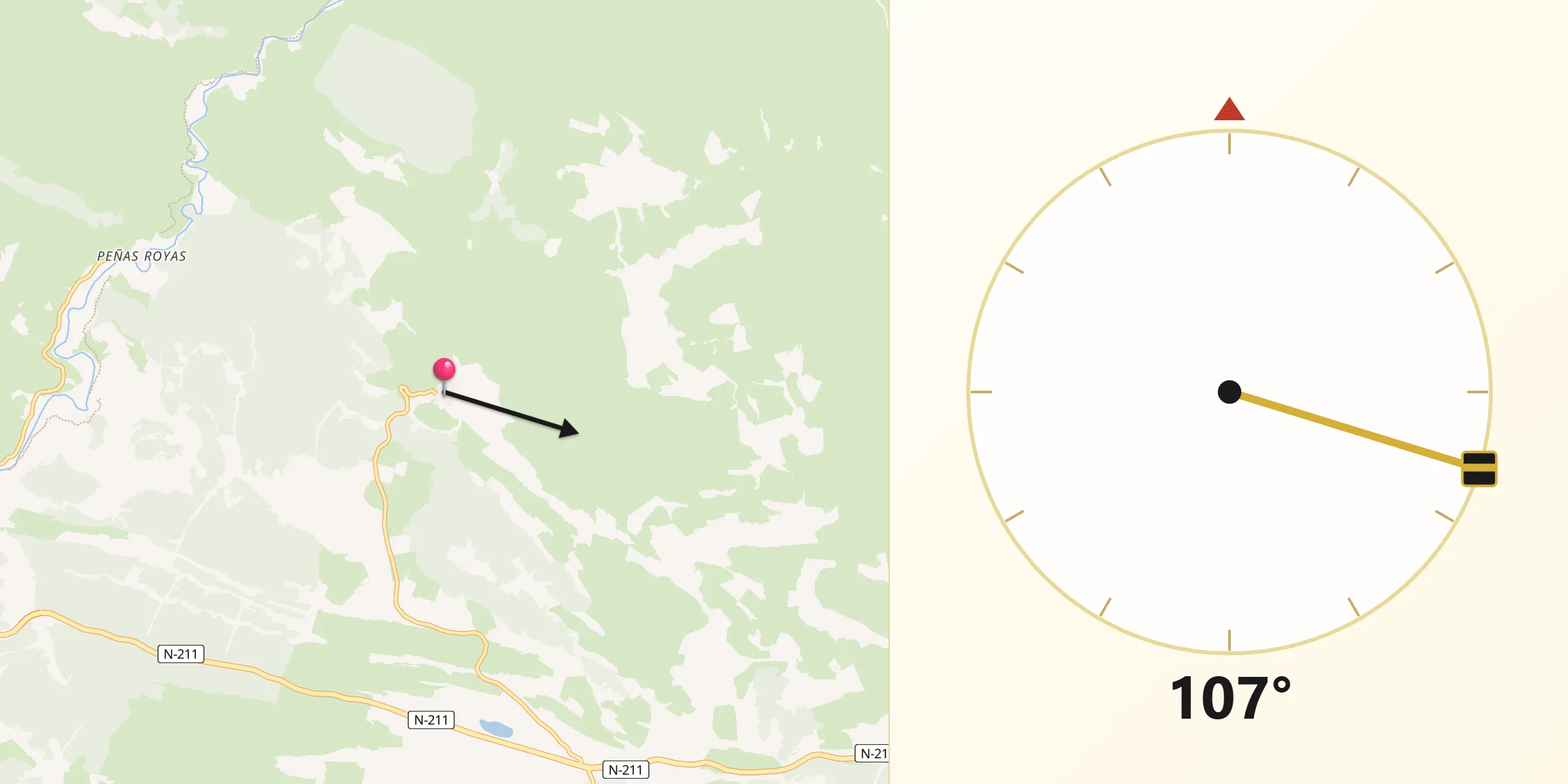 Dirección de la Qibla desde Torre de las Arcas