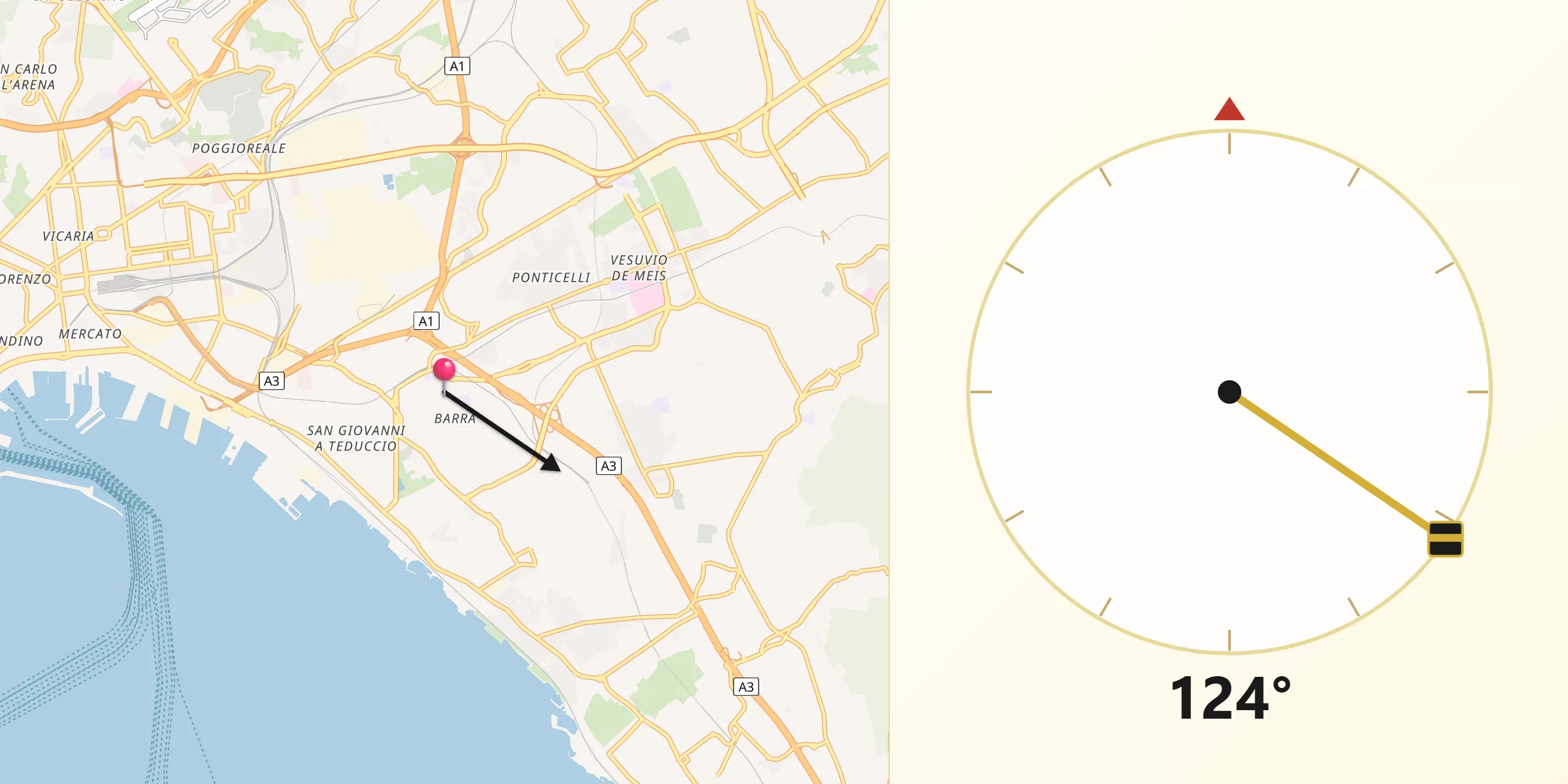 Direzione della Qibla da Barra
