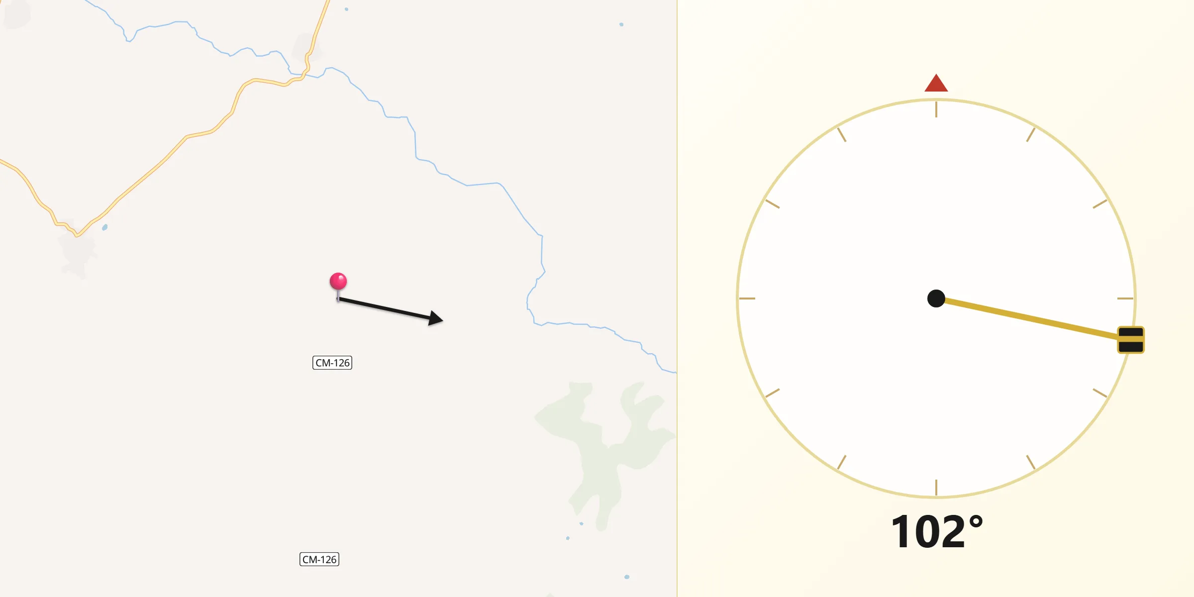 Dirección de la Qibla desde Fuenteliante
