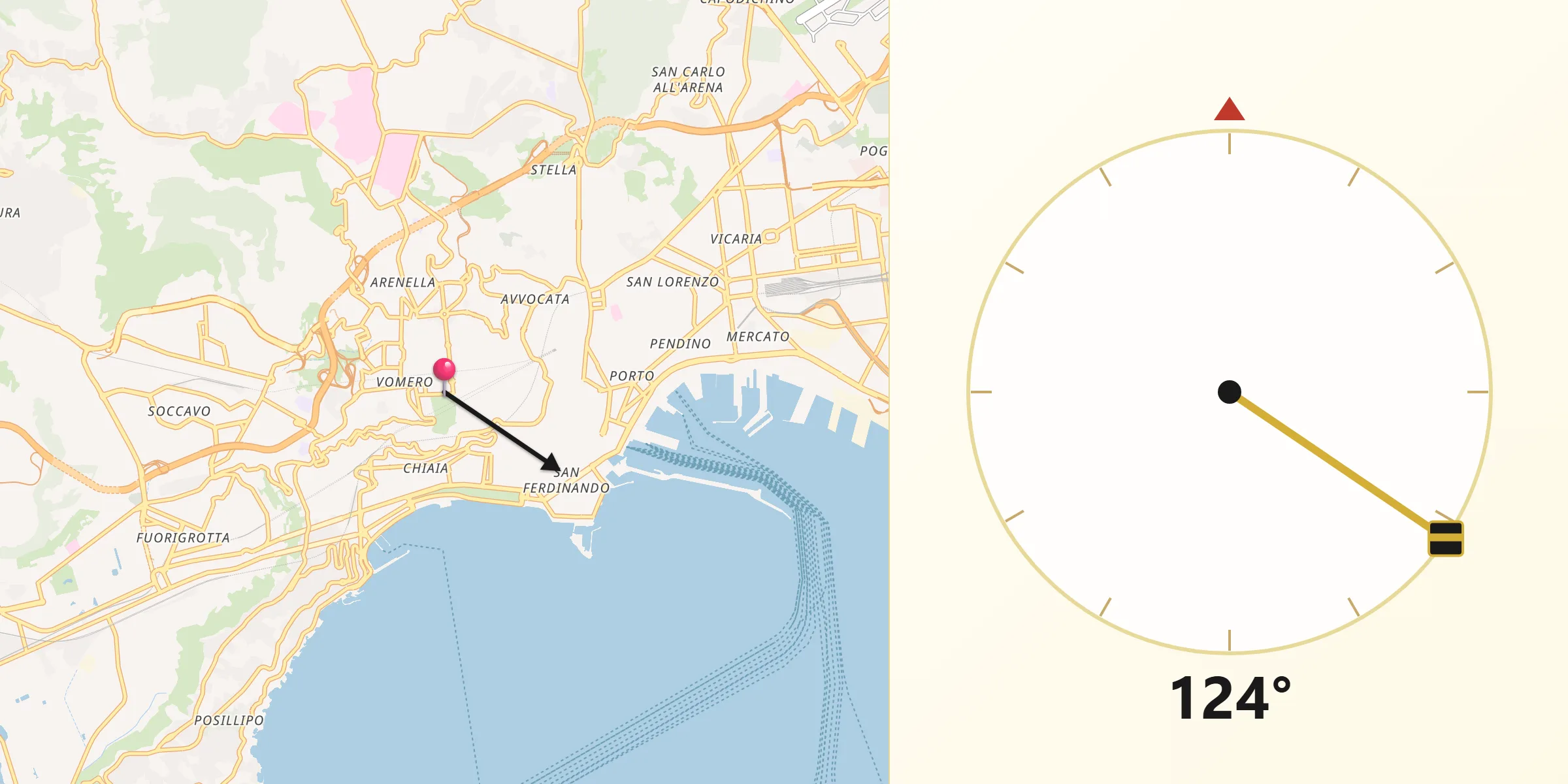 Direzione della Qibla da Vomero