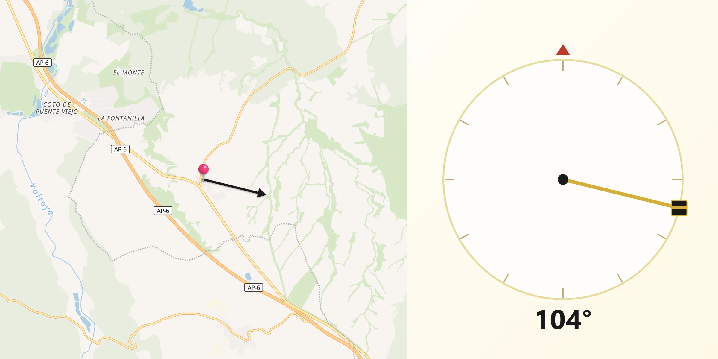 Dirección de la Qibla desde Labajos