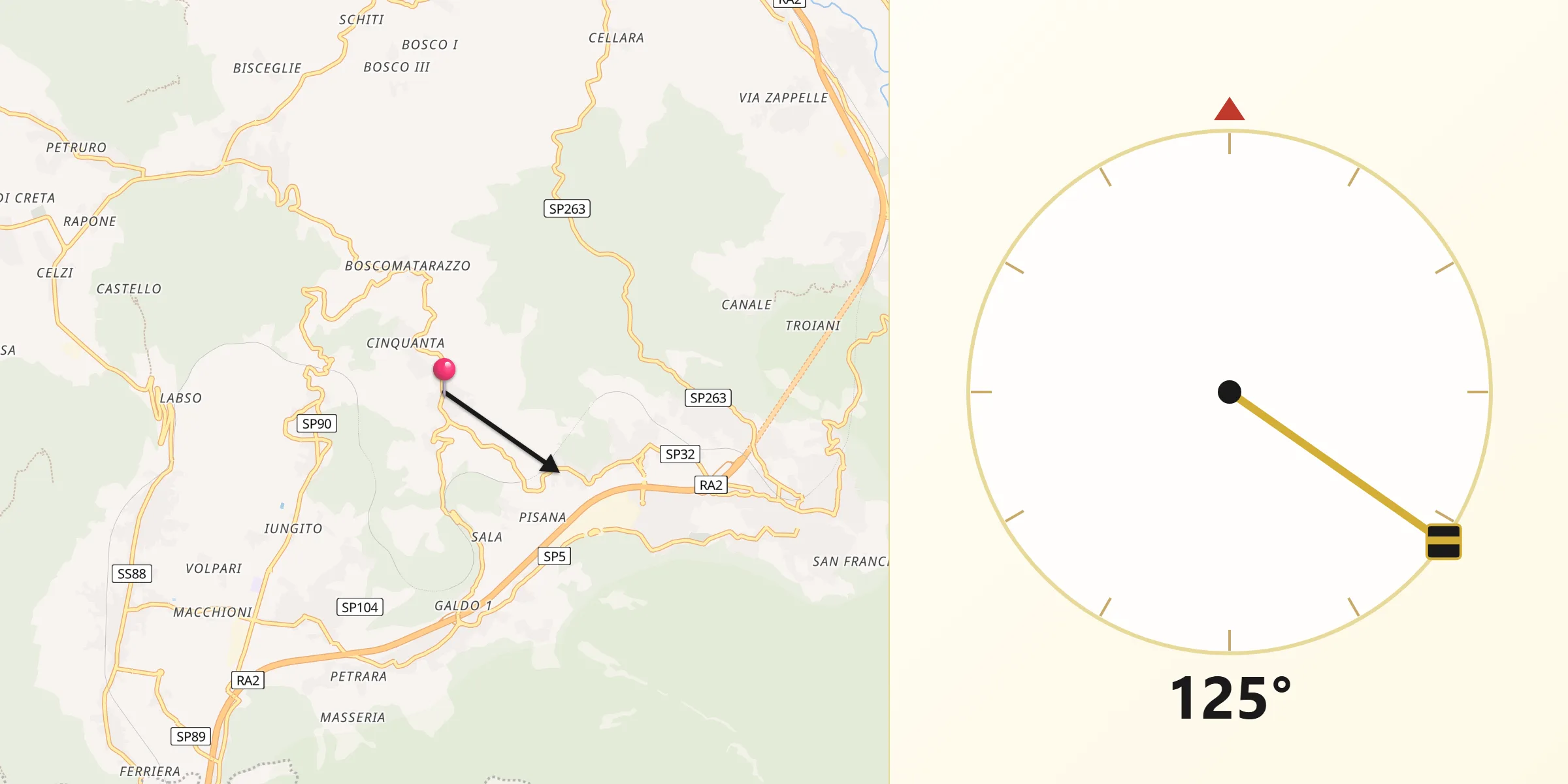 Direzione della Qibla da Banzano