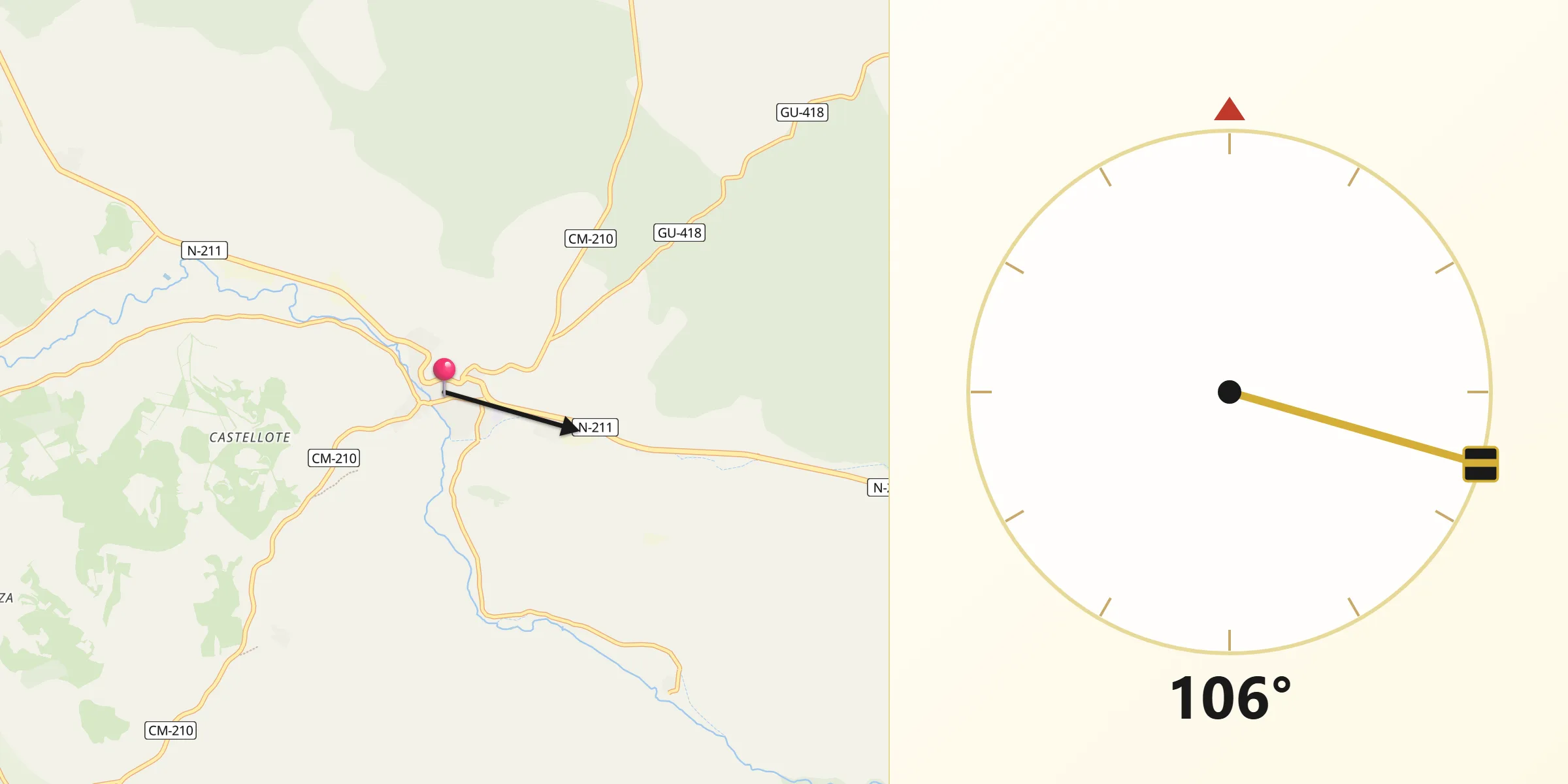 Dirección de la Qibla desde Molina de Aragón