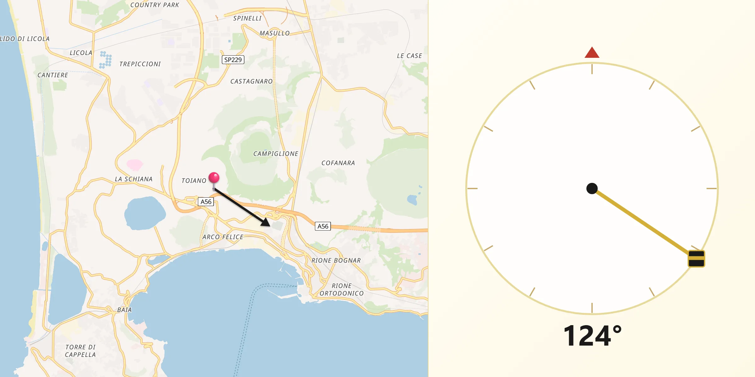 Direzione della Qibla da Pozzuoli