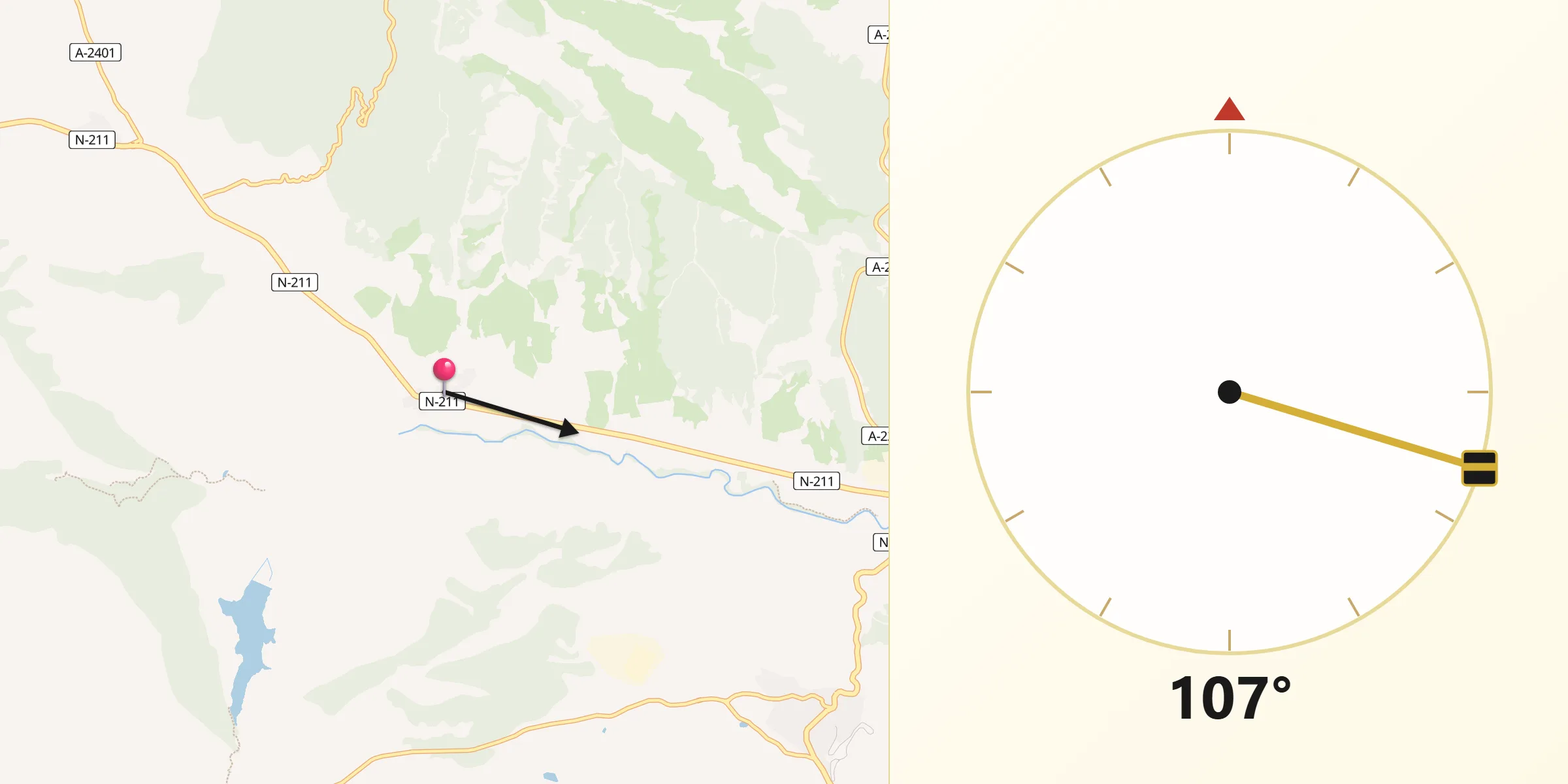 Dirección de la Qibla desde Martín del Río
