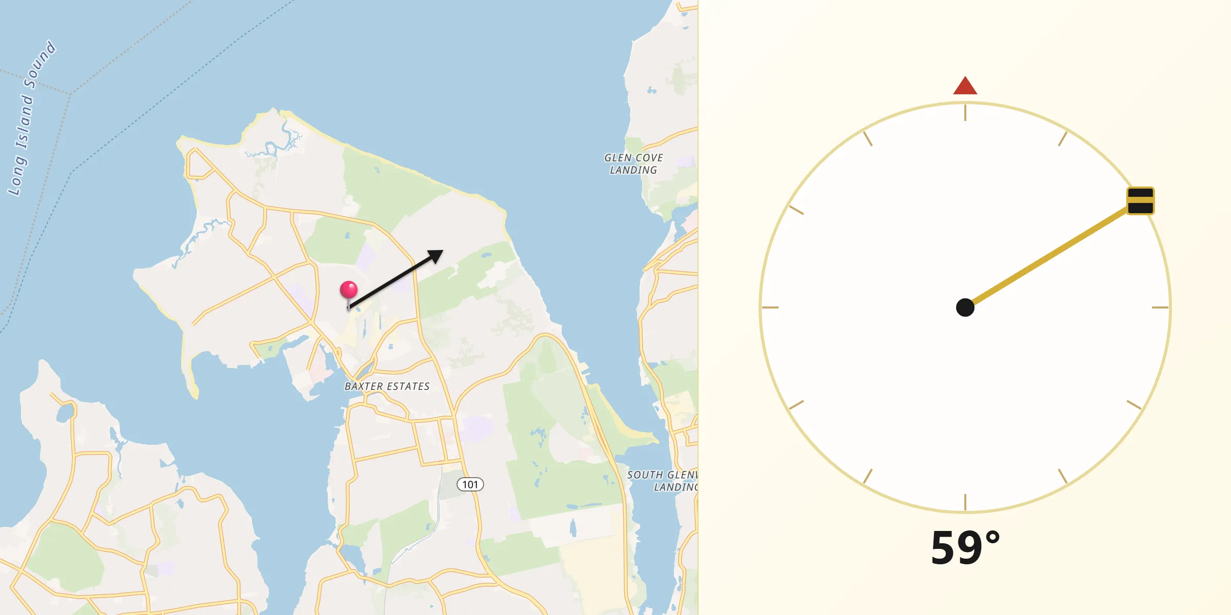 Qibla Direction from Port Washington North
