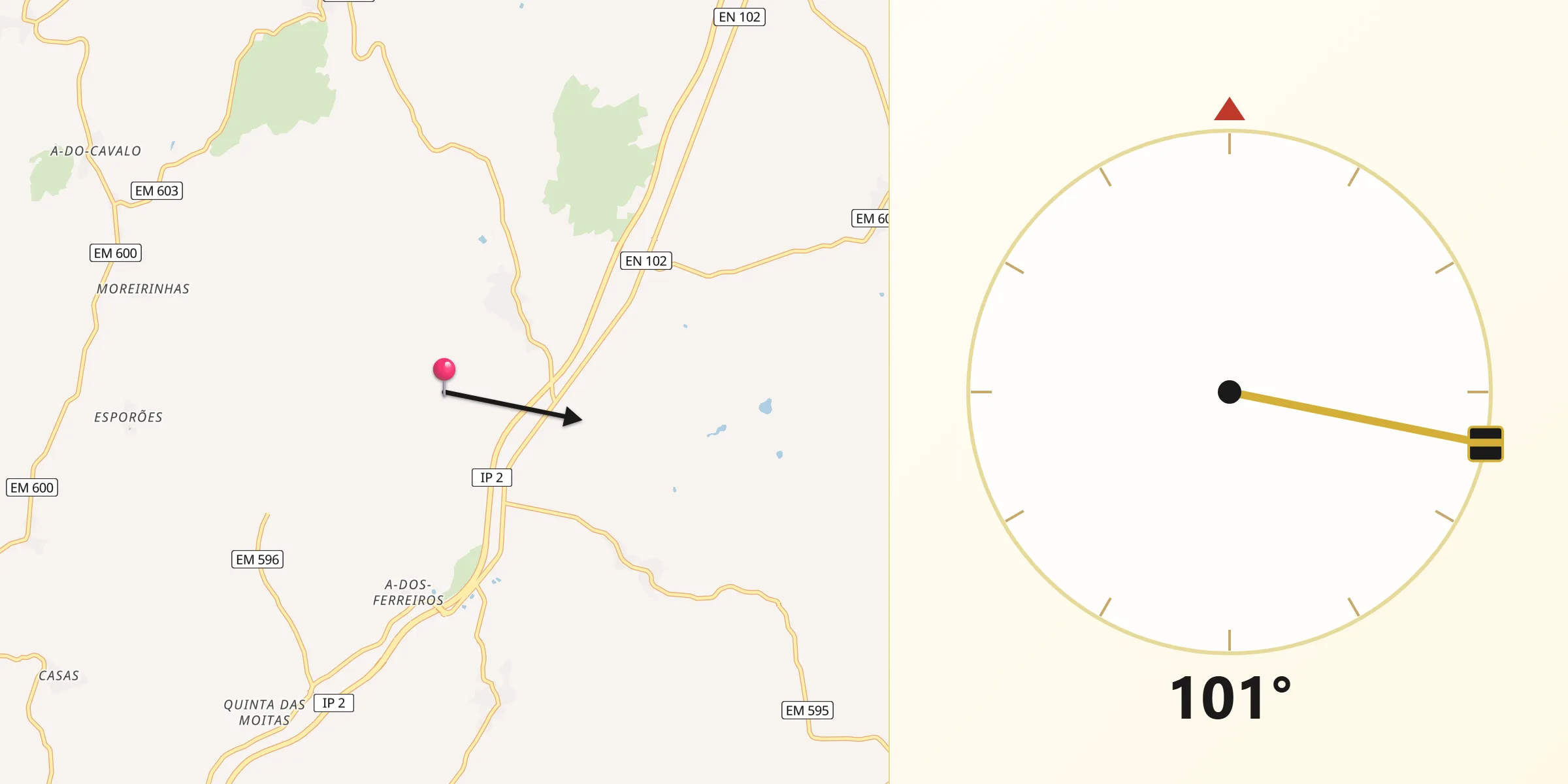 Direção da Qibla a partir de Valdujo
