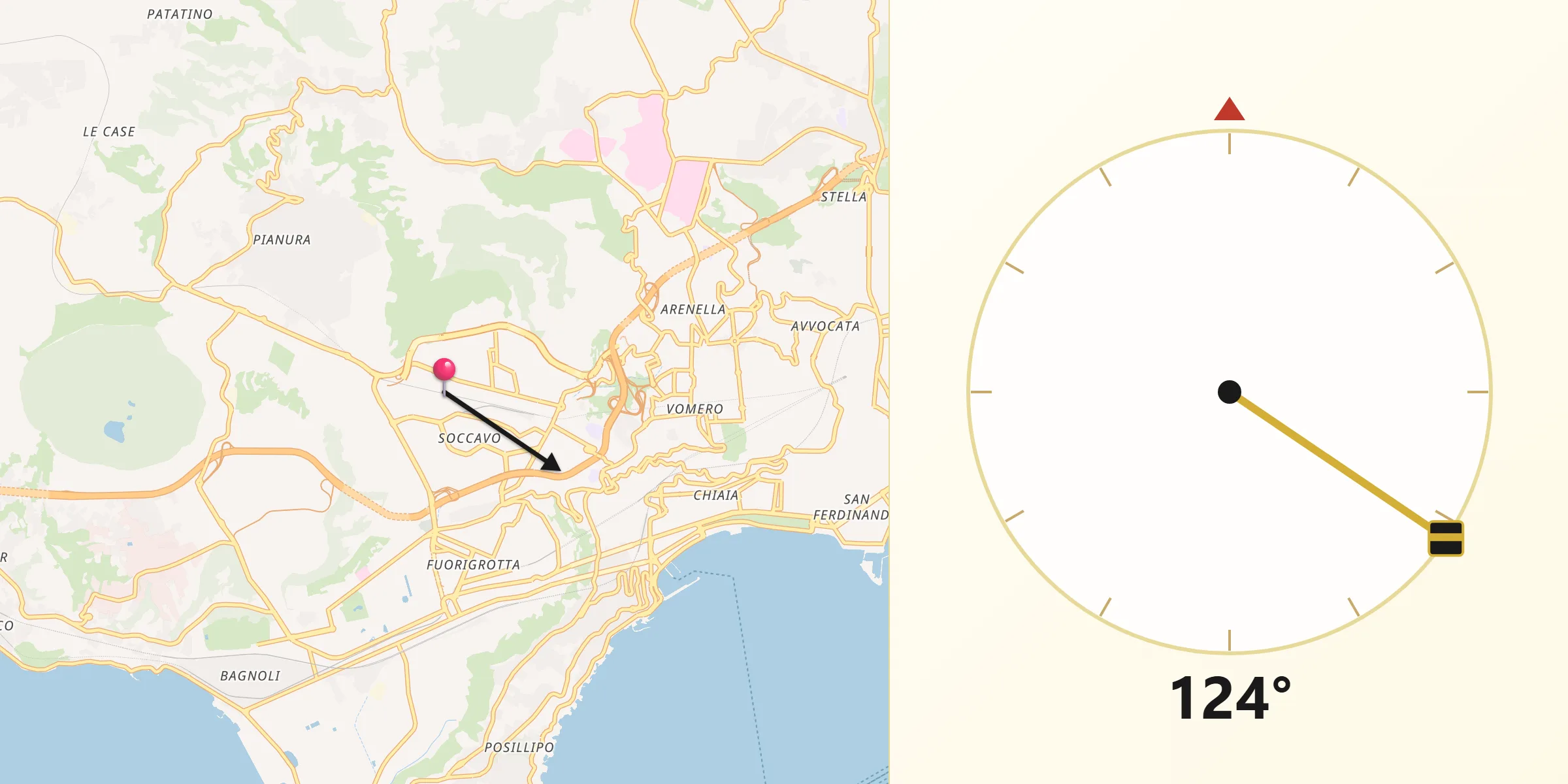 Direzione della Qibla da Soccavo