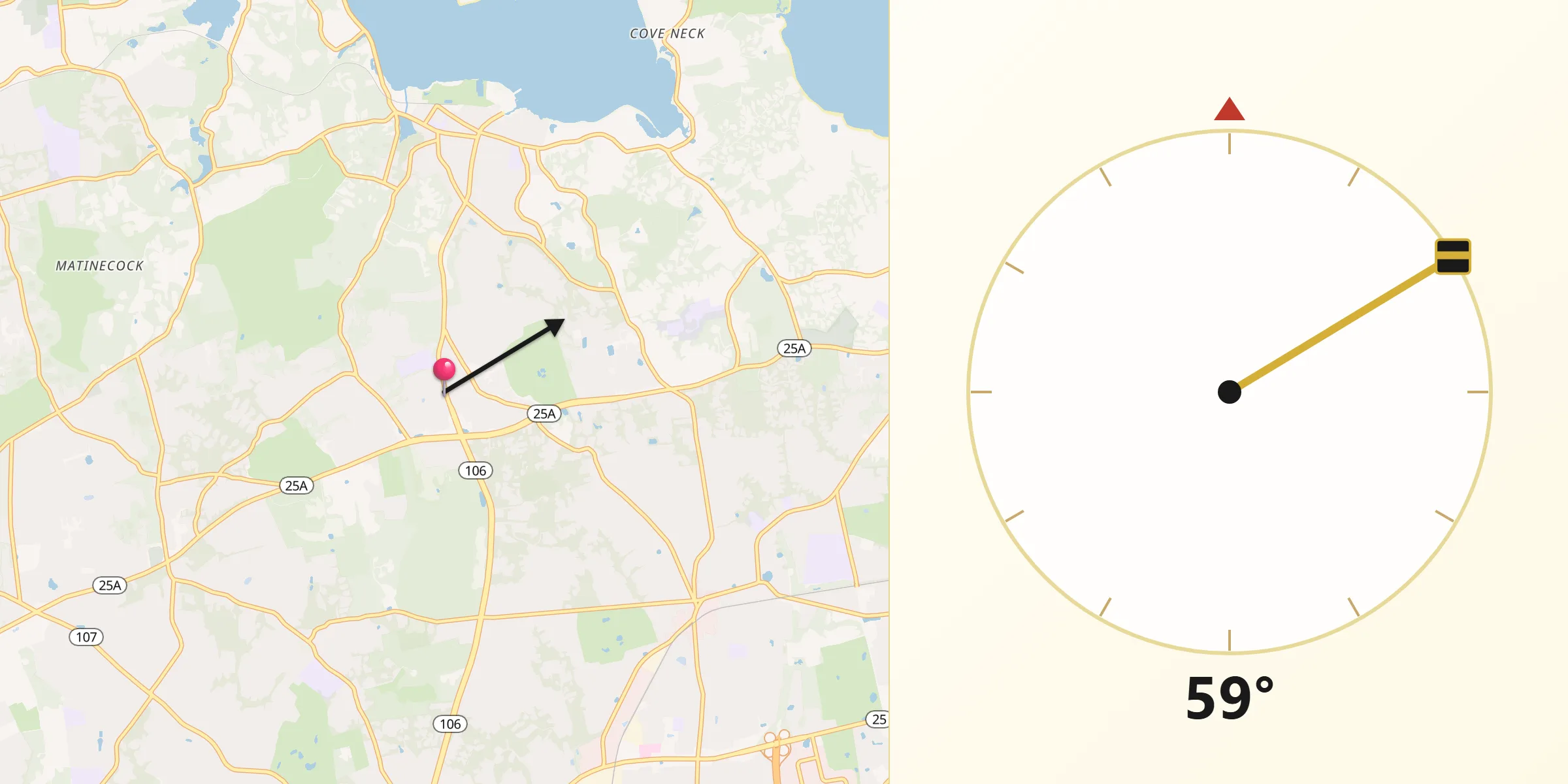 Qibla Direction from East Norwich