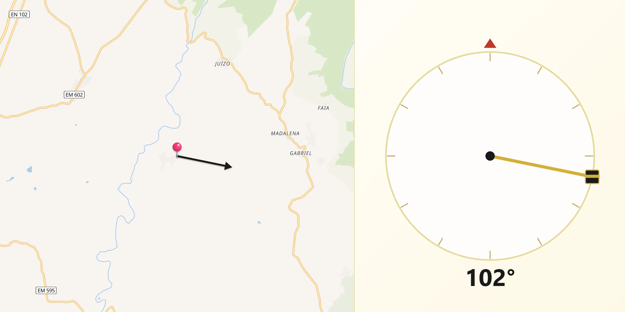 Direção da Qibla a partir de Ervedosa