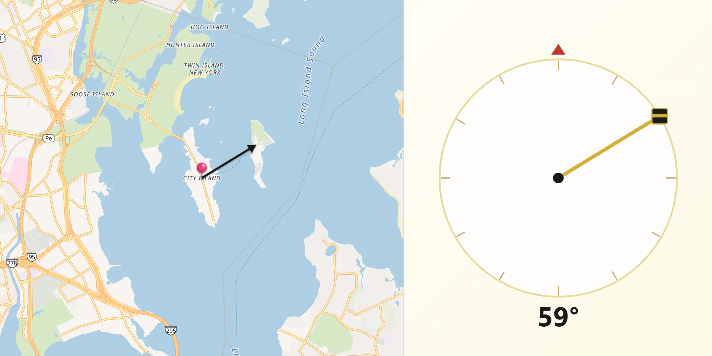 Qibla Direction from City Island
