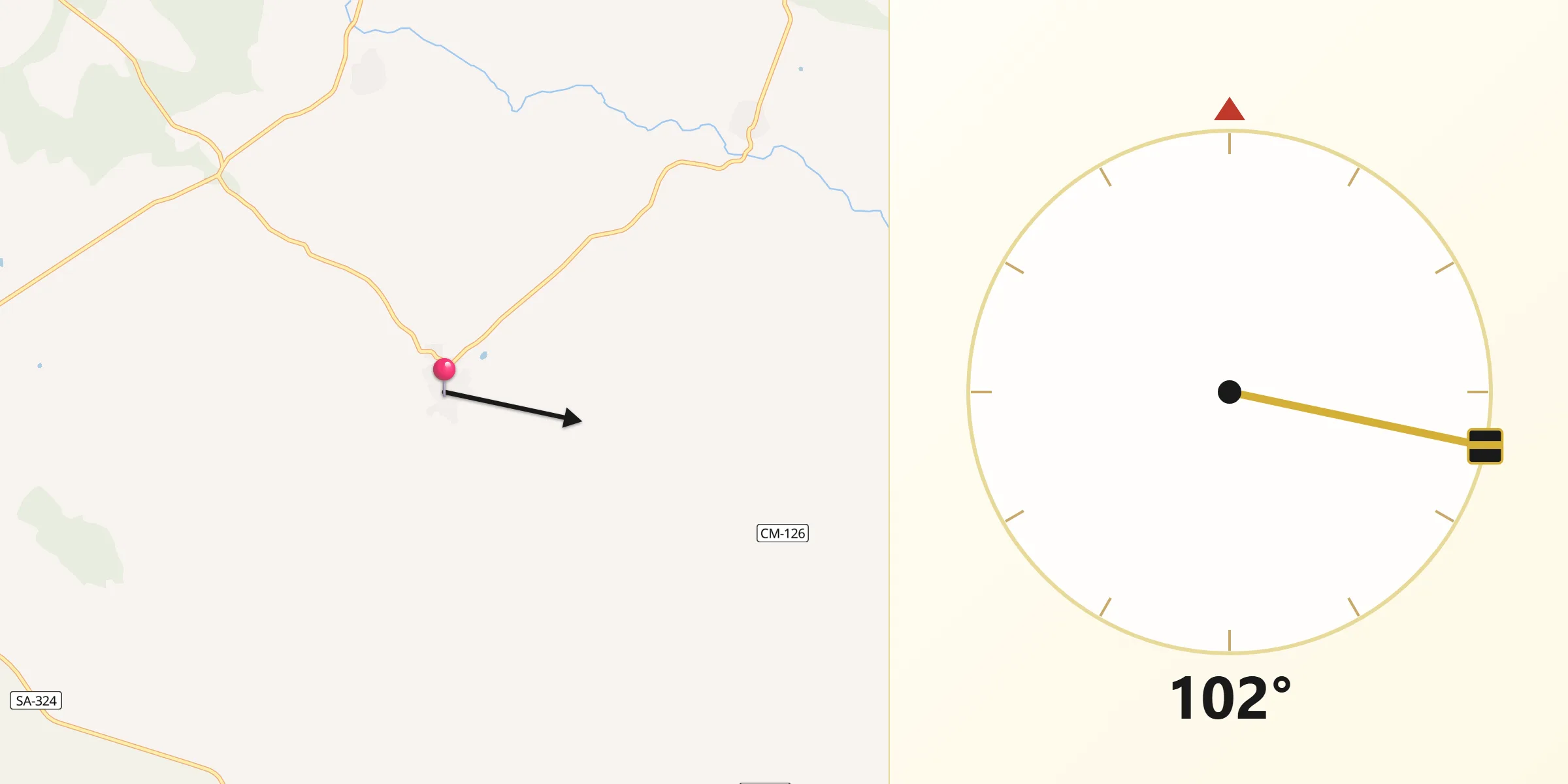 Dirección de la Qibla desde Bañobárez