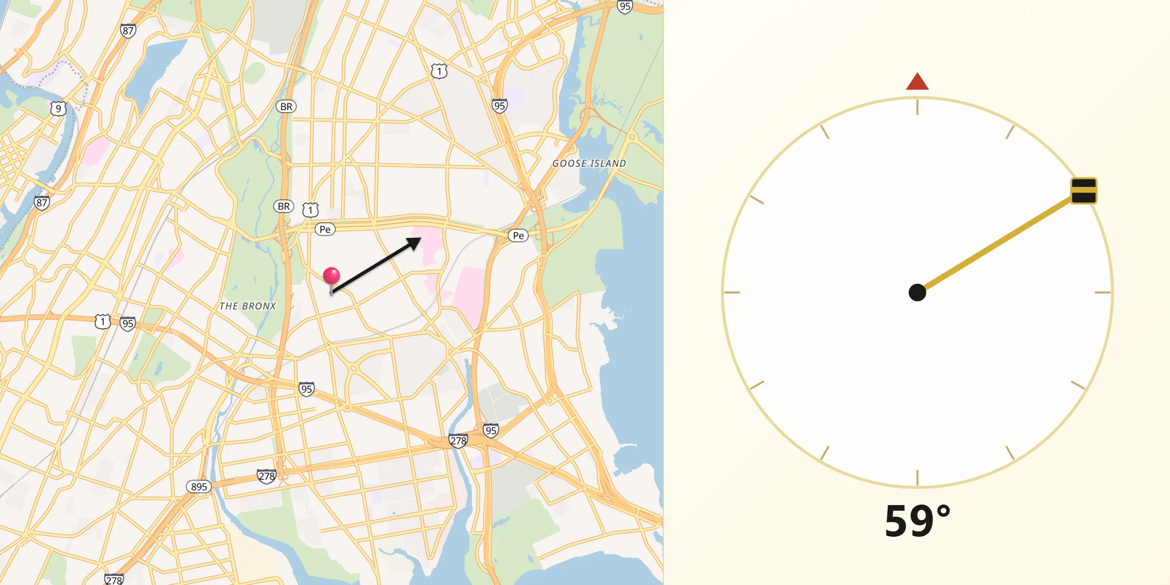 Qibla Direction from Van Nest