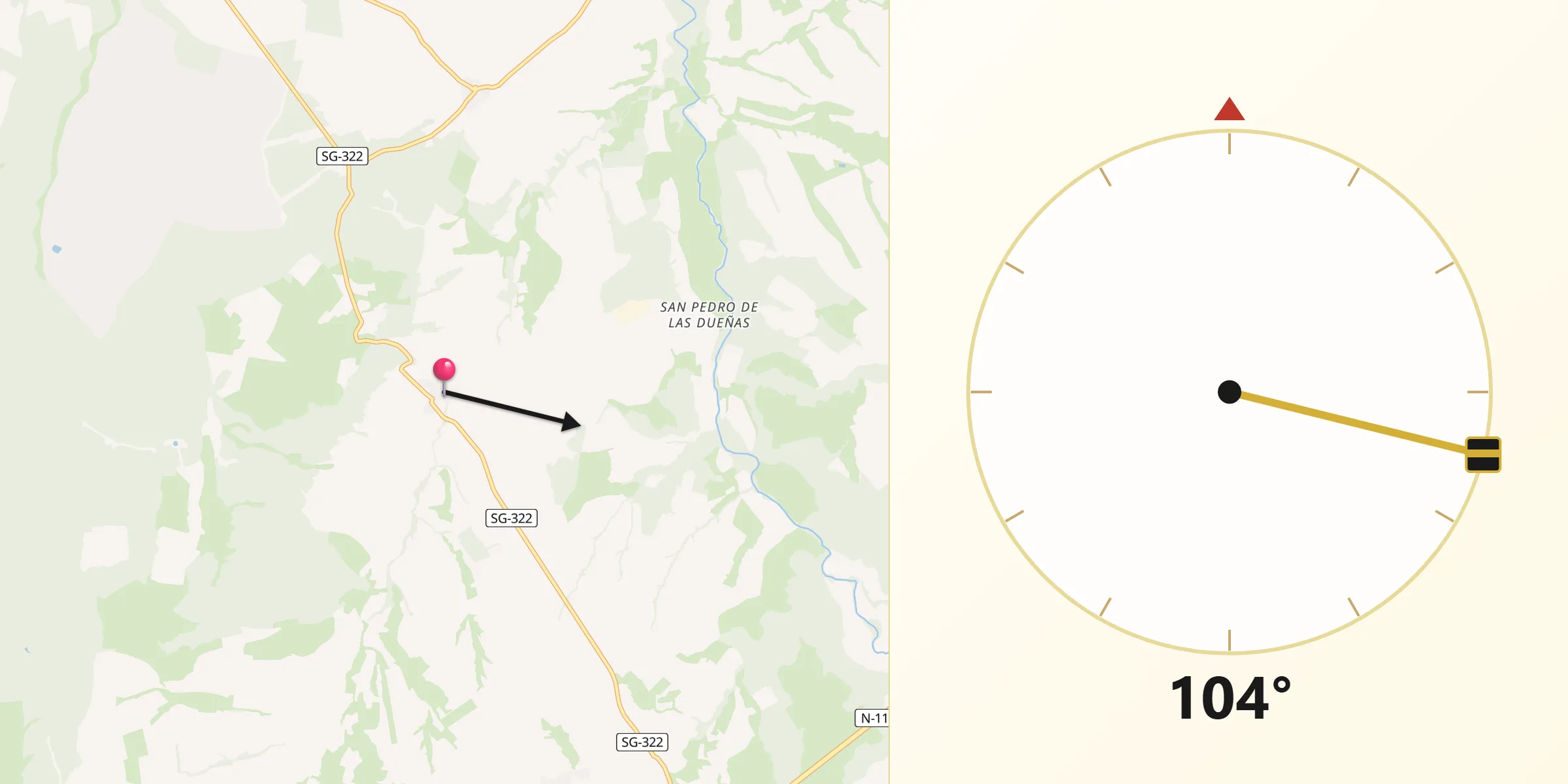 Dirección de la Qibla desde Monterrubio