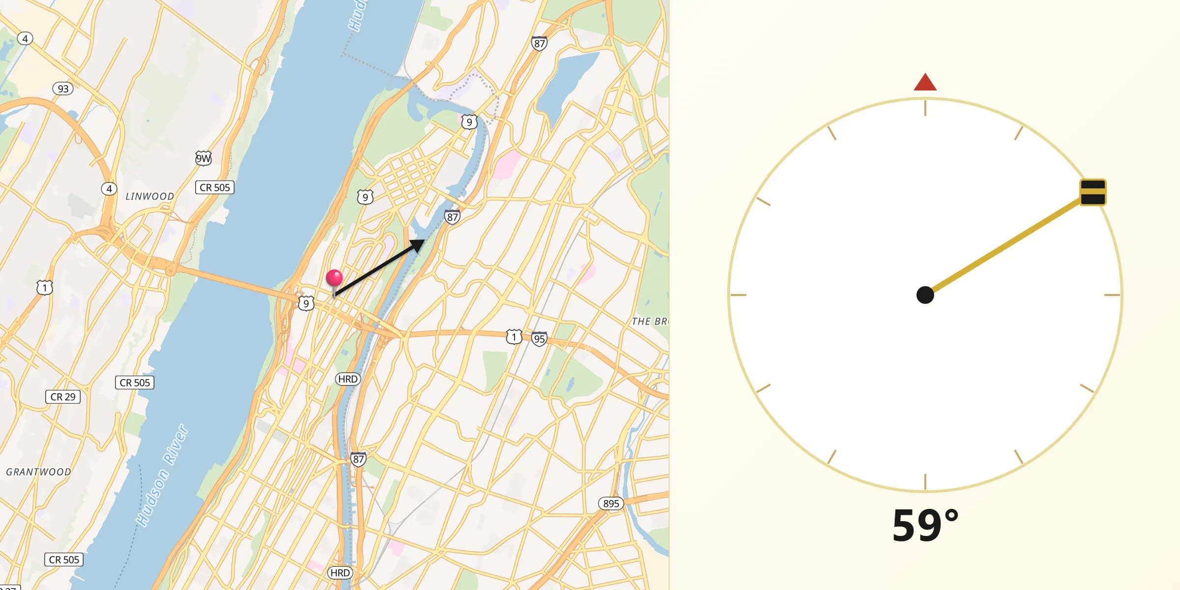 Qibla Direction from Washington Heights