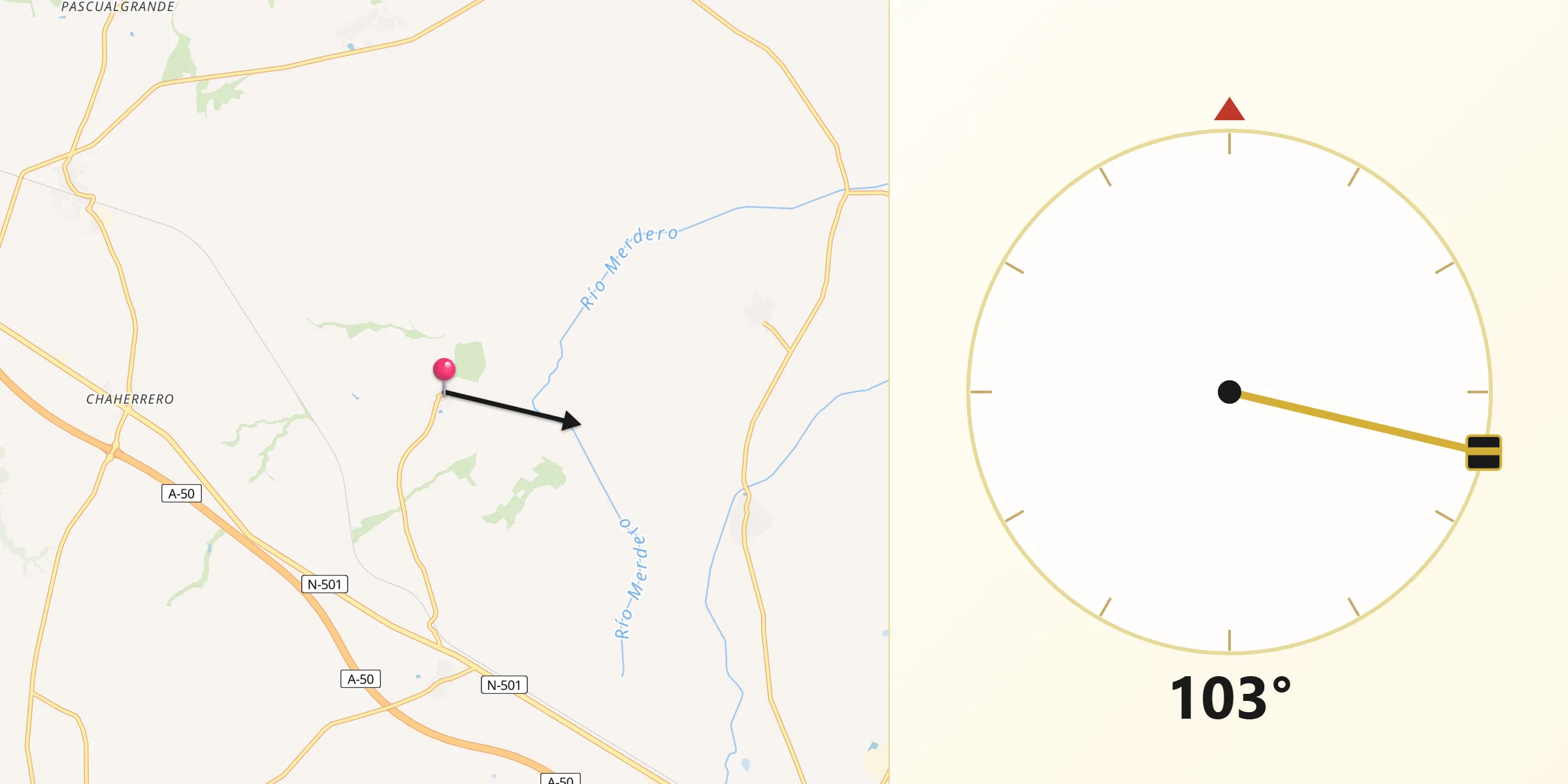 Dirección de la Qibla desde Viñegra de Moraña