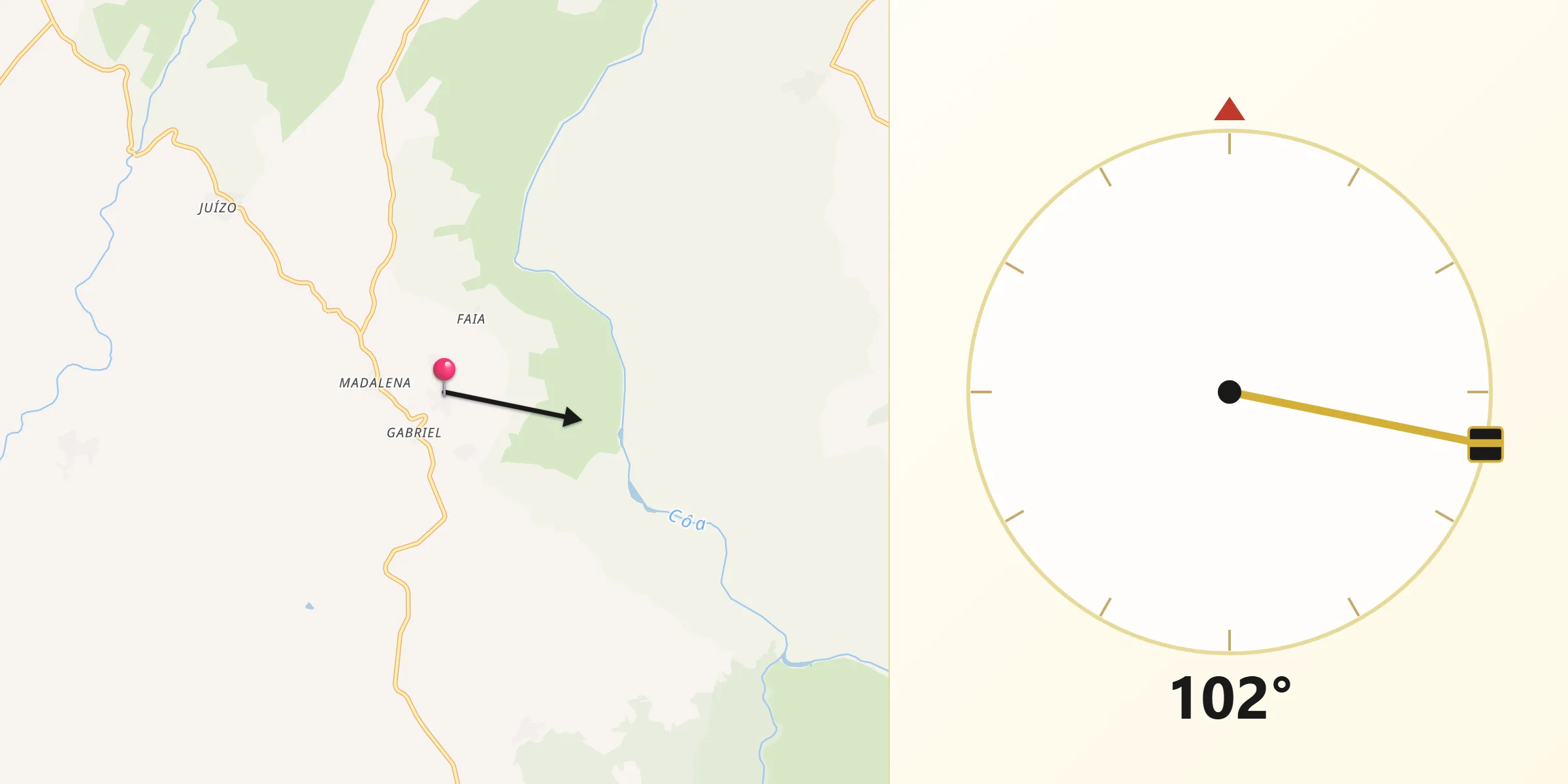 Direção da Qibla a partir de Azevo