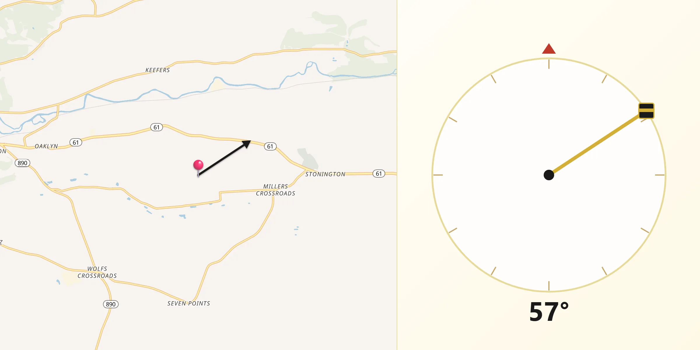 Qibla Direction from Northumberland County