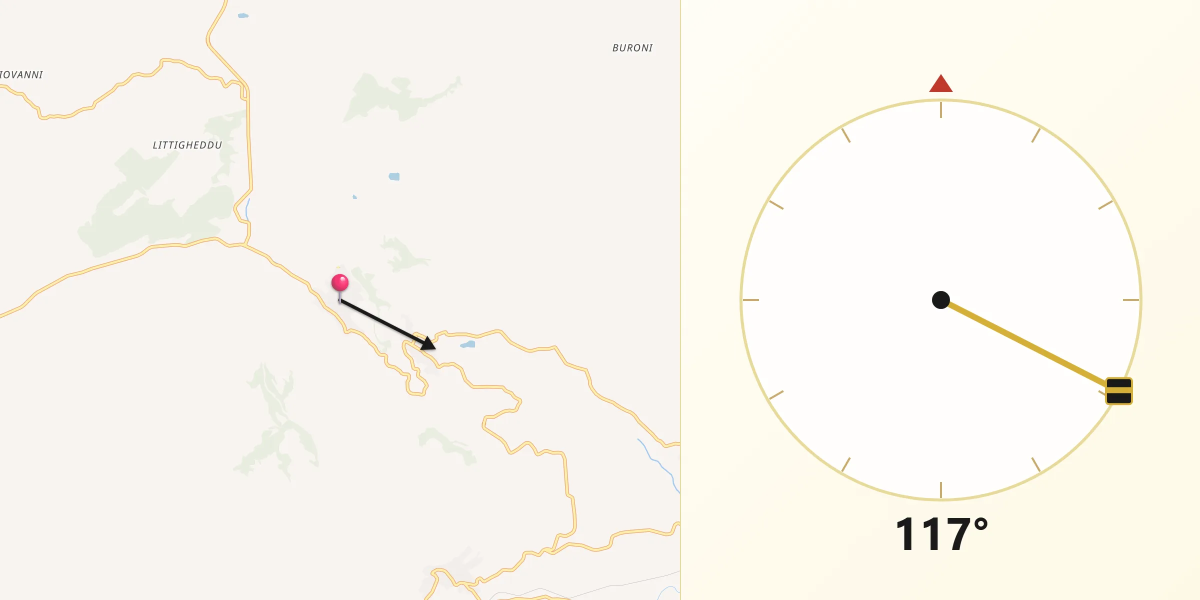 Direzione della Qibla da Sedini
