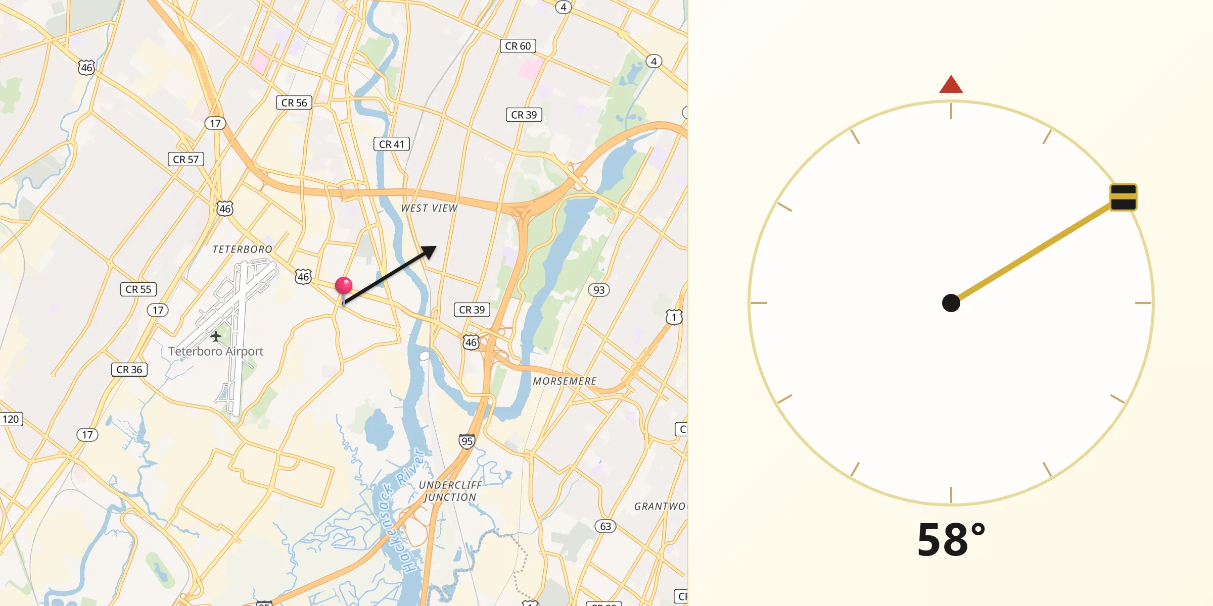 Qibla Direction from Little Ferry