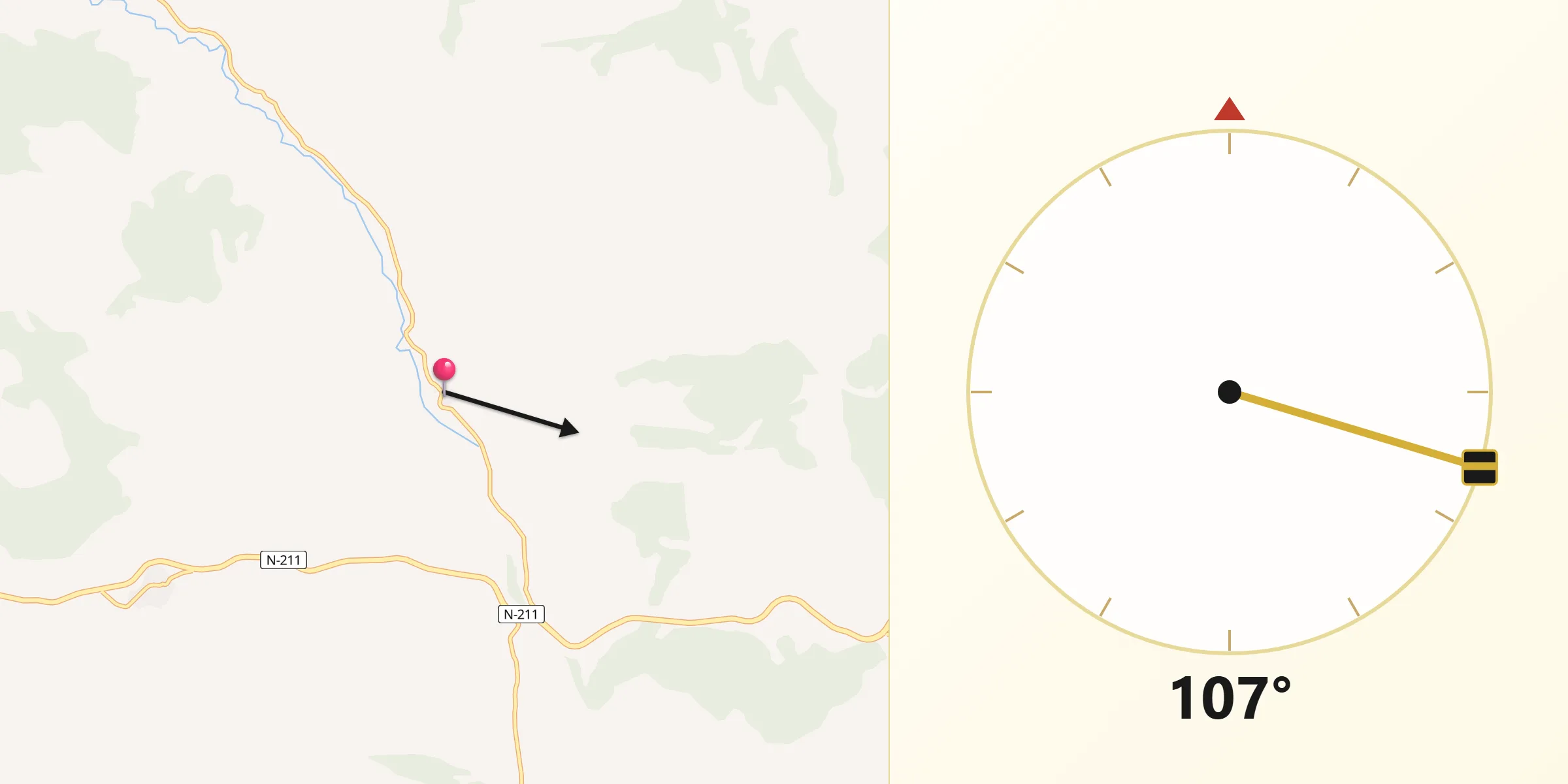 Dirección de la Qibla desde Torre los Negros