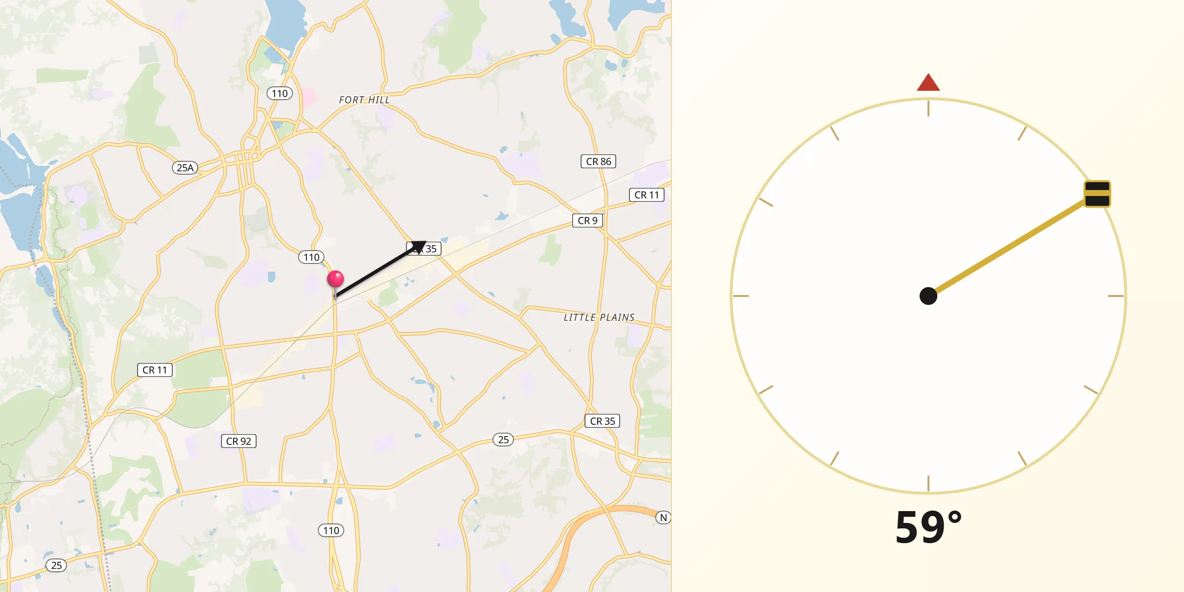Qibla Direction from Huntington Station