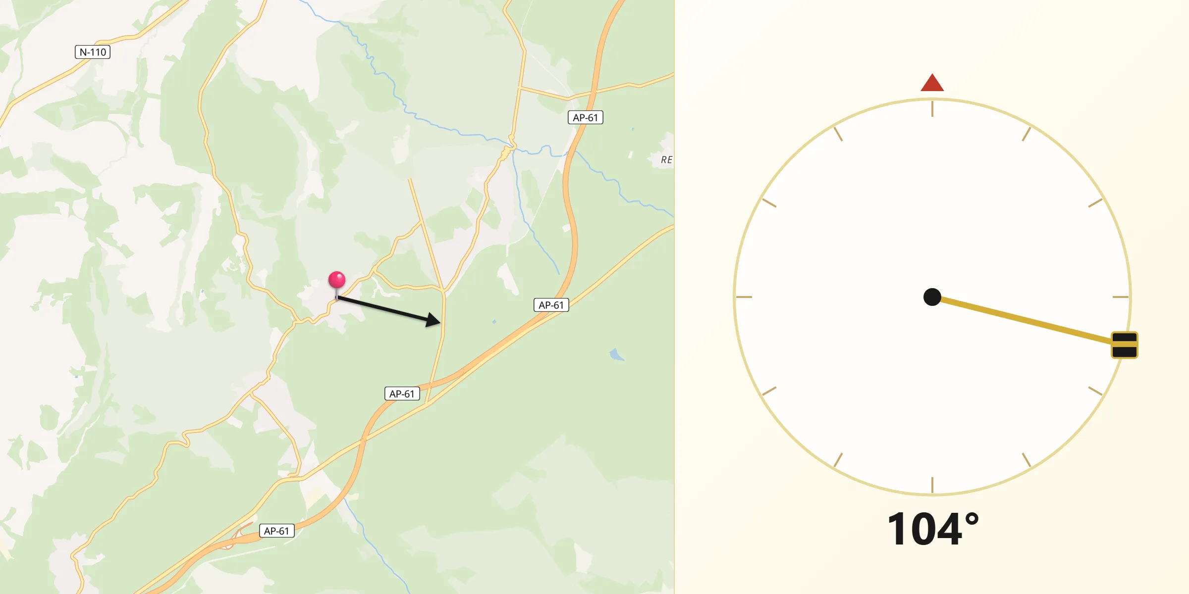 Dirección de la Qibla desde La Losa