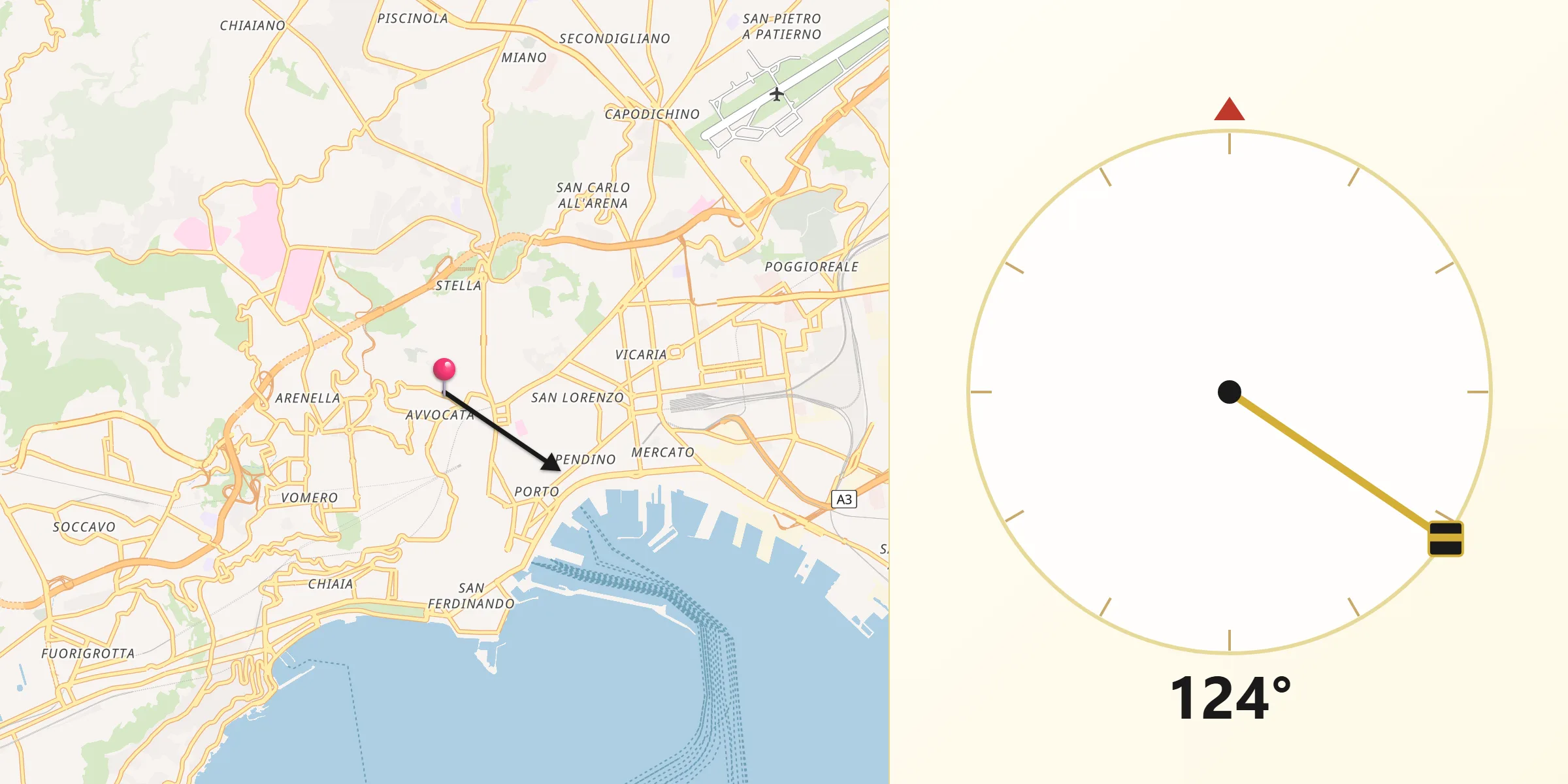 Direzione della Qibla da Avvocata