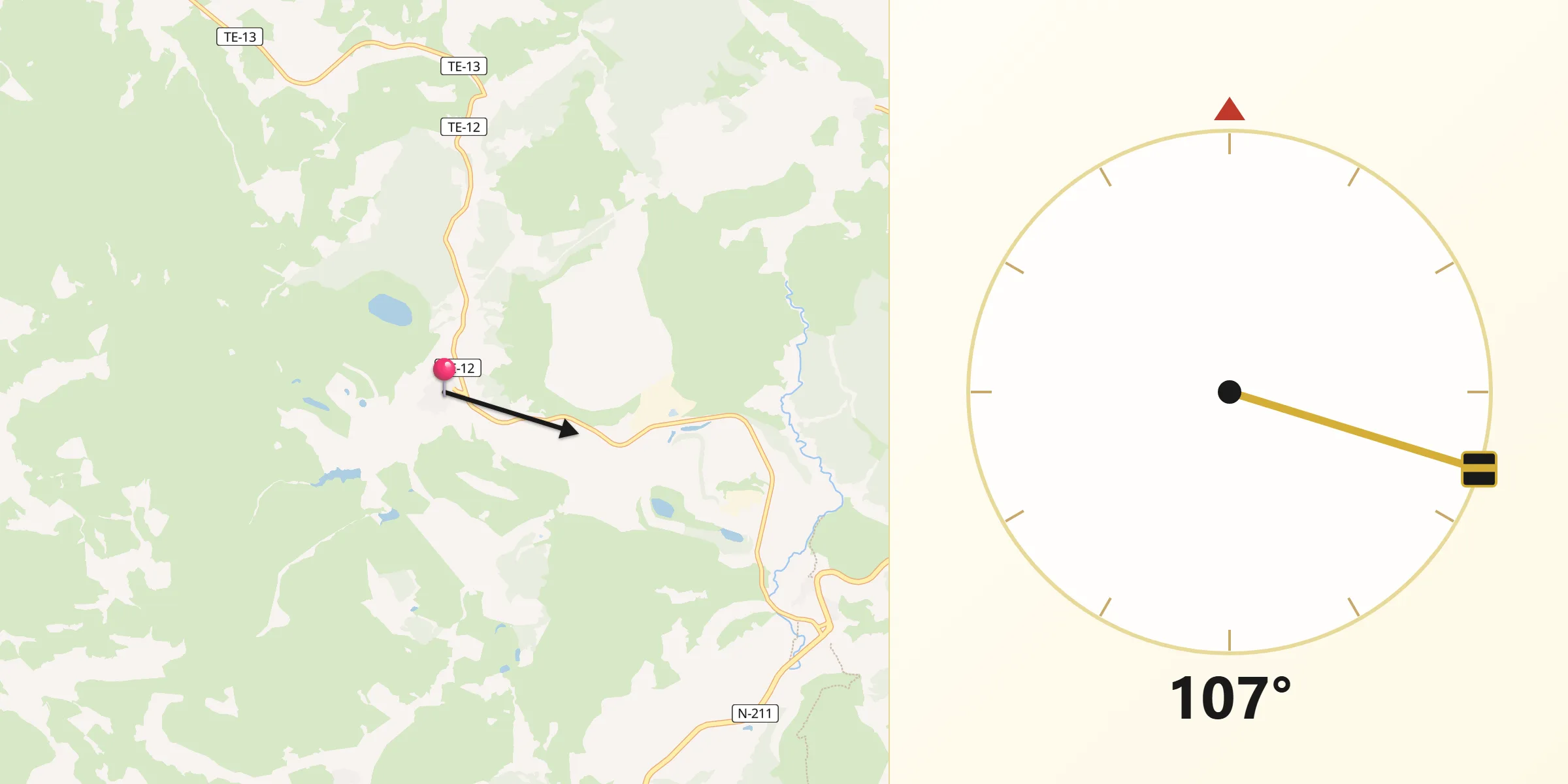 Dirección de la Qibla desde Estercuel