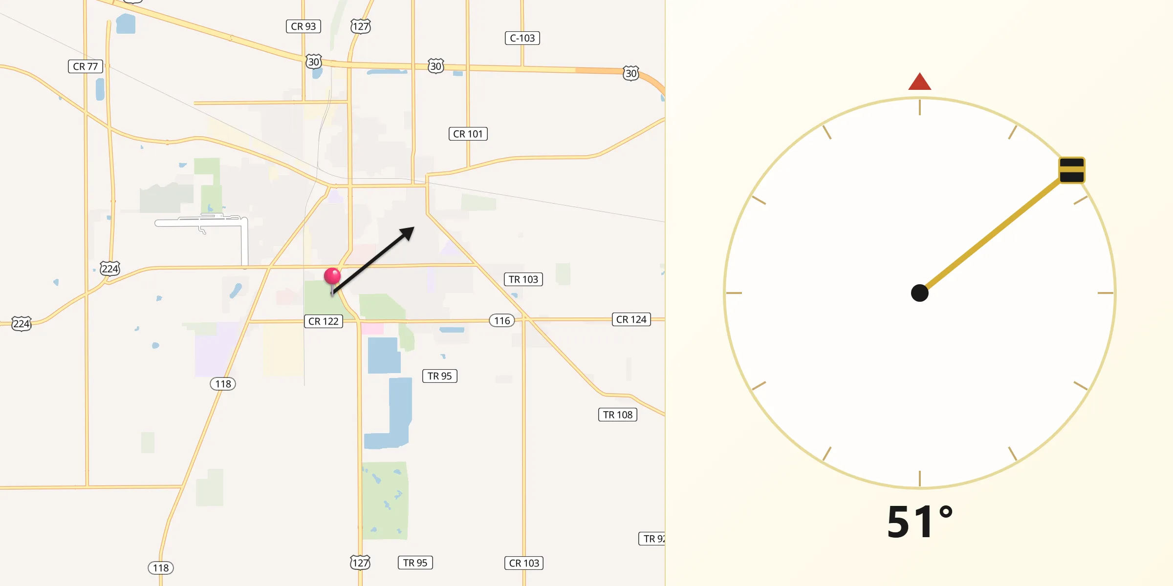Qibla Direction from Van Wert County