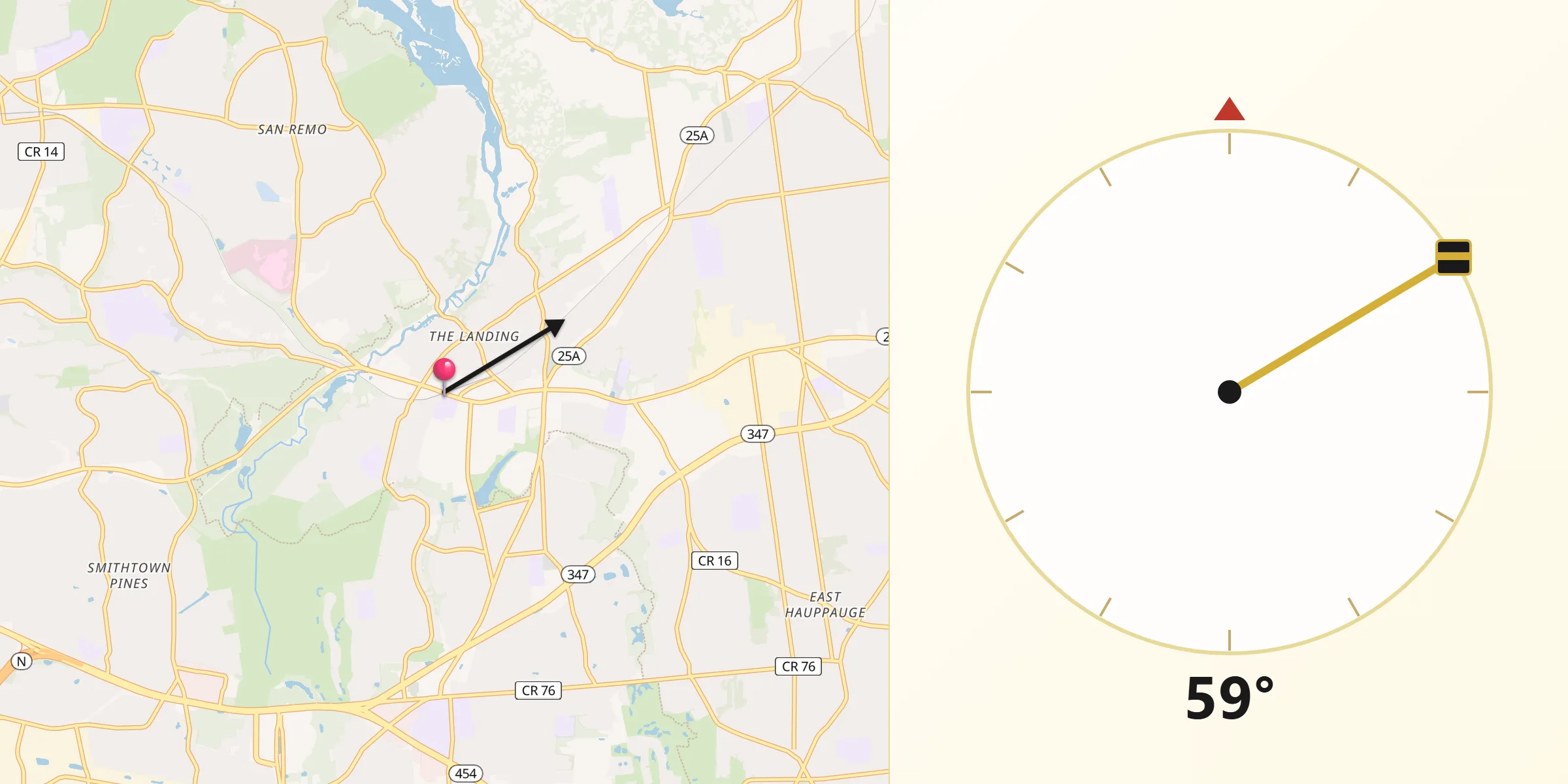 Qibla Direction from Smithtown