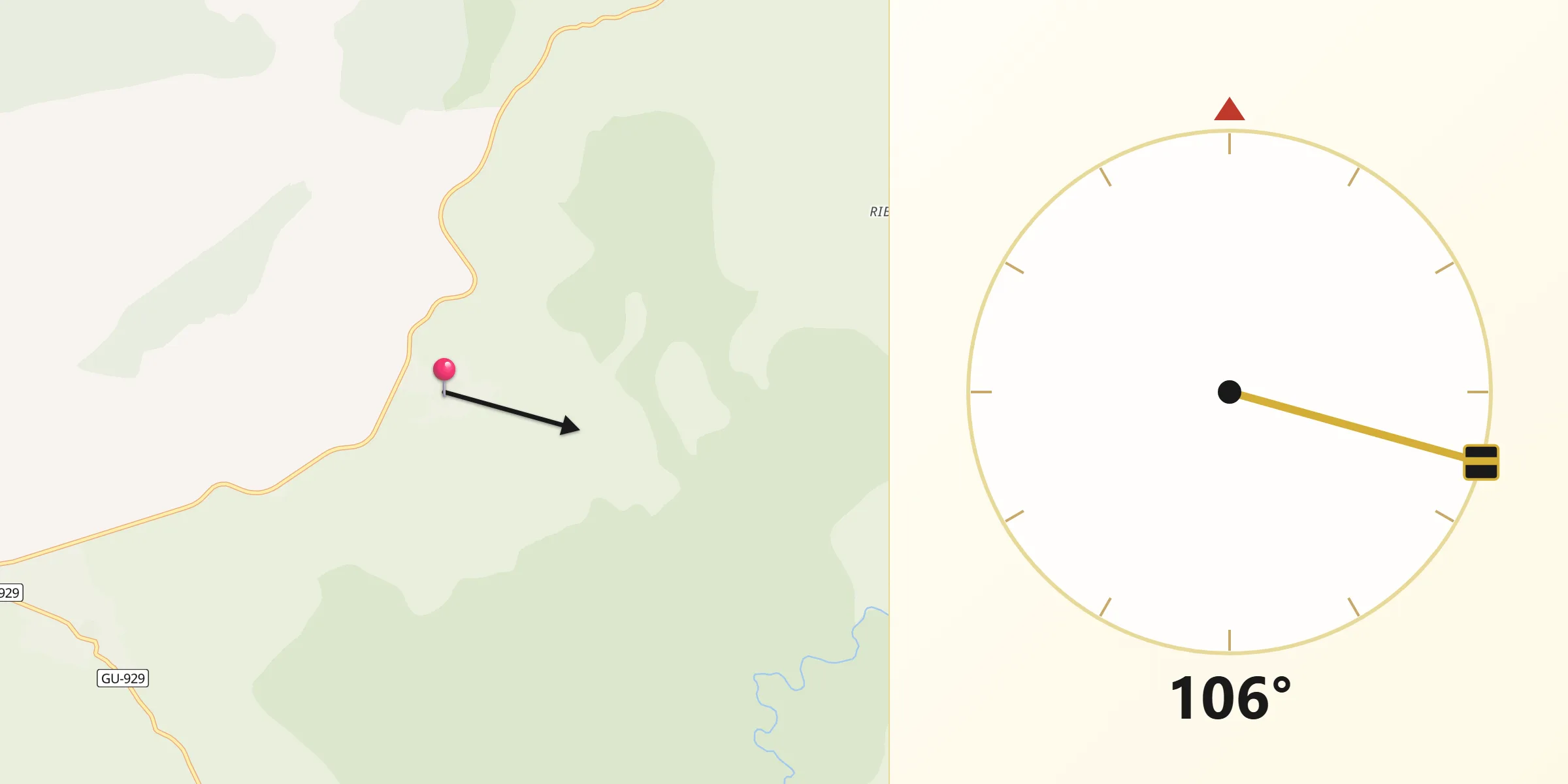 Dirección de la Qibla desde Esplegares