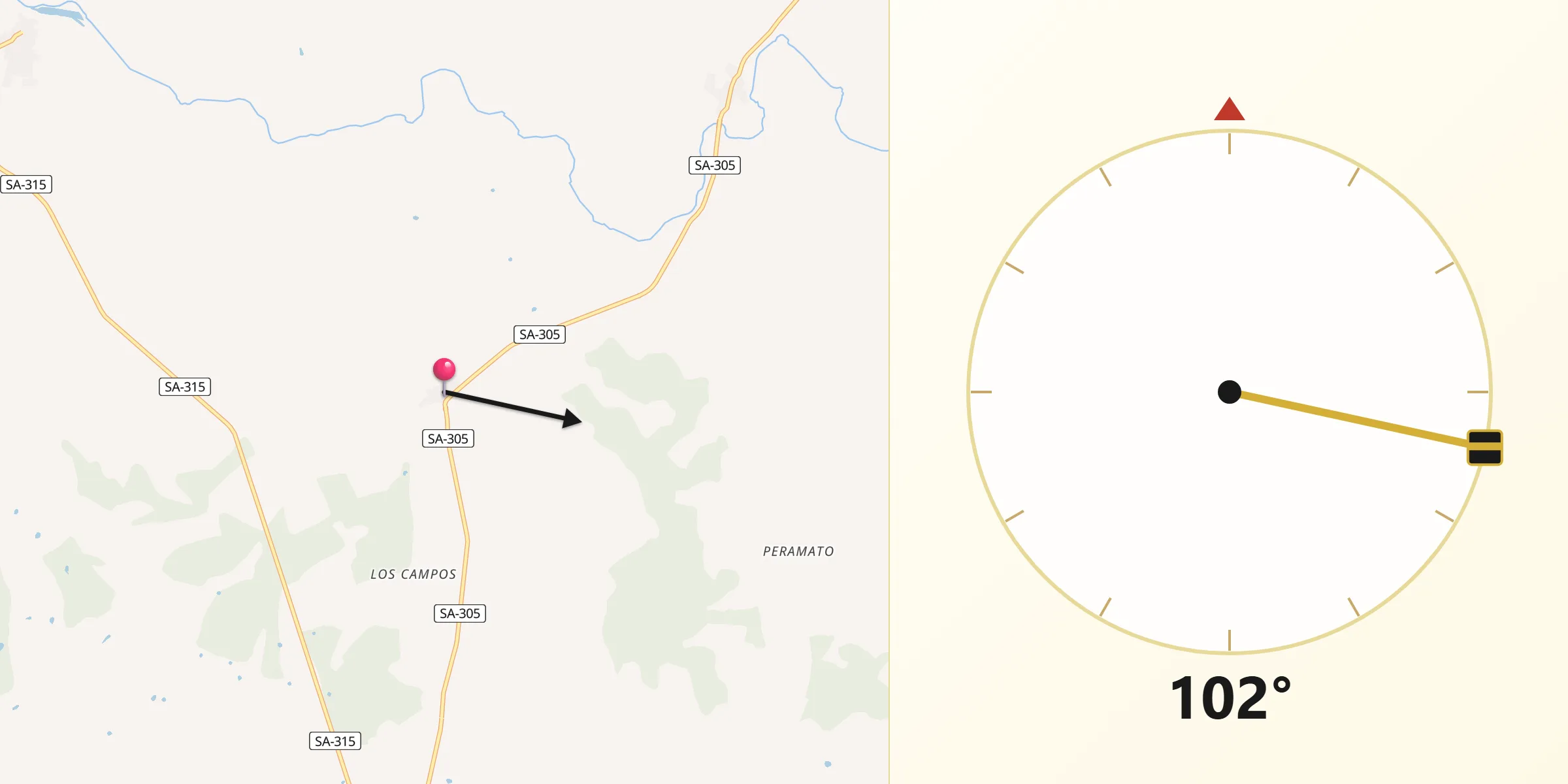 Dirección de la Qibla desde Buenamadre