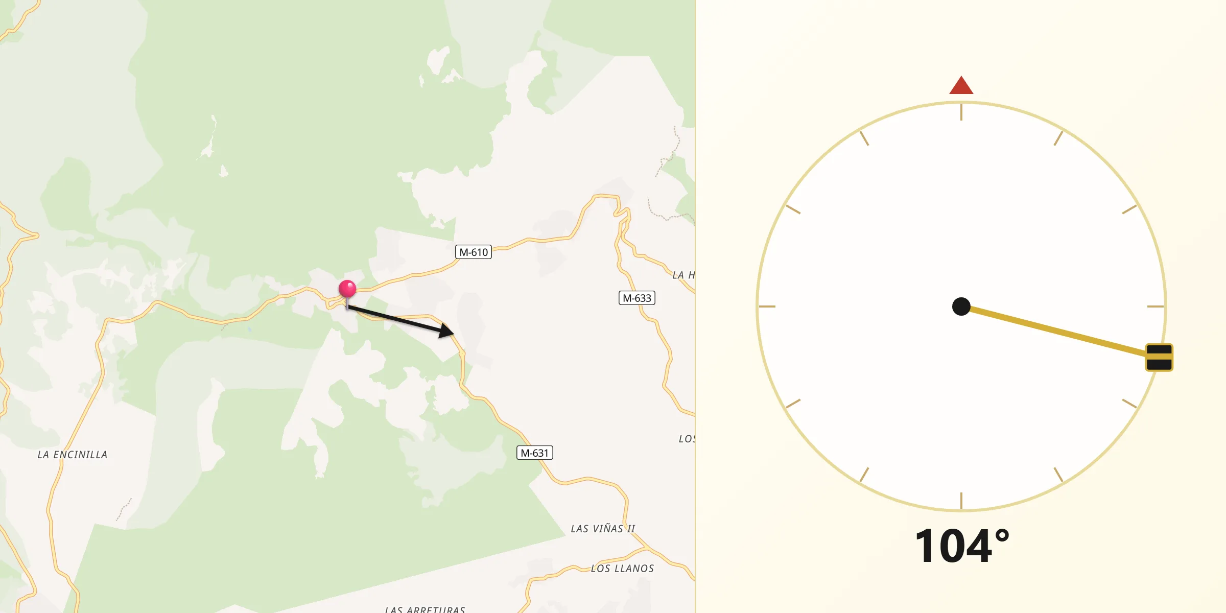 Dirección de la Qibla desde Bustarviejo