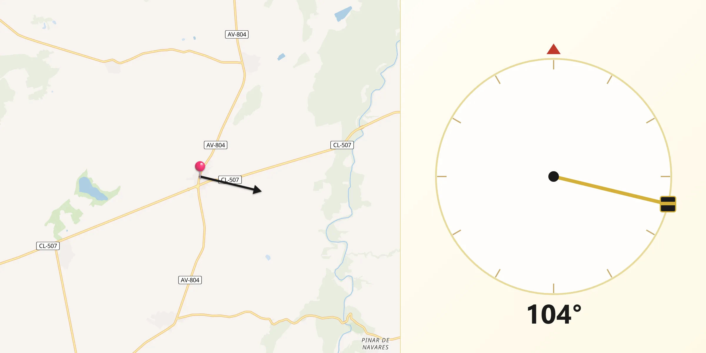 Dirección de la Qibla desde Hernansancho