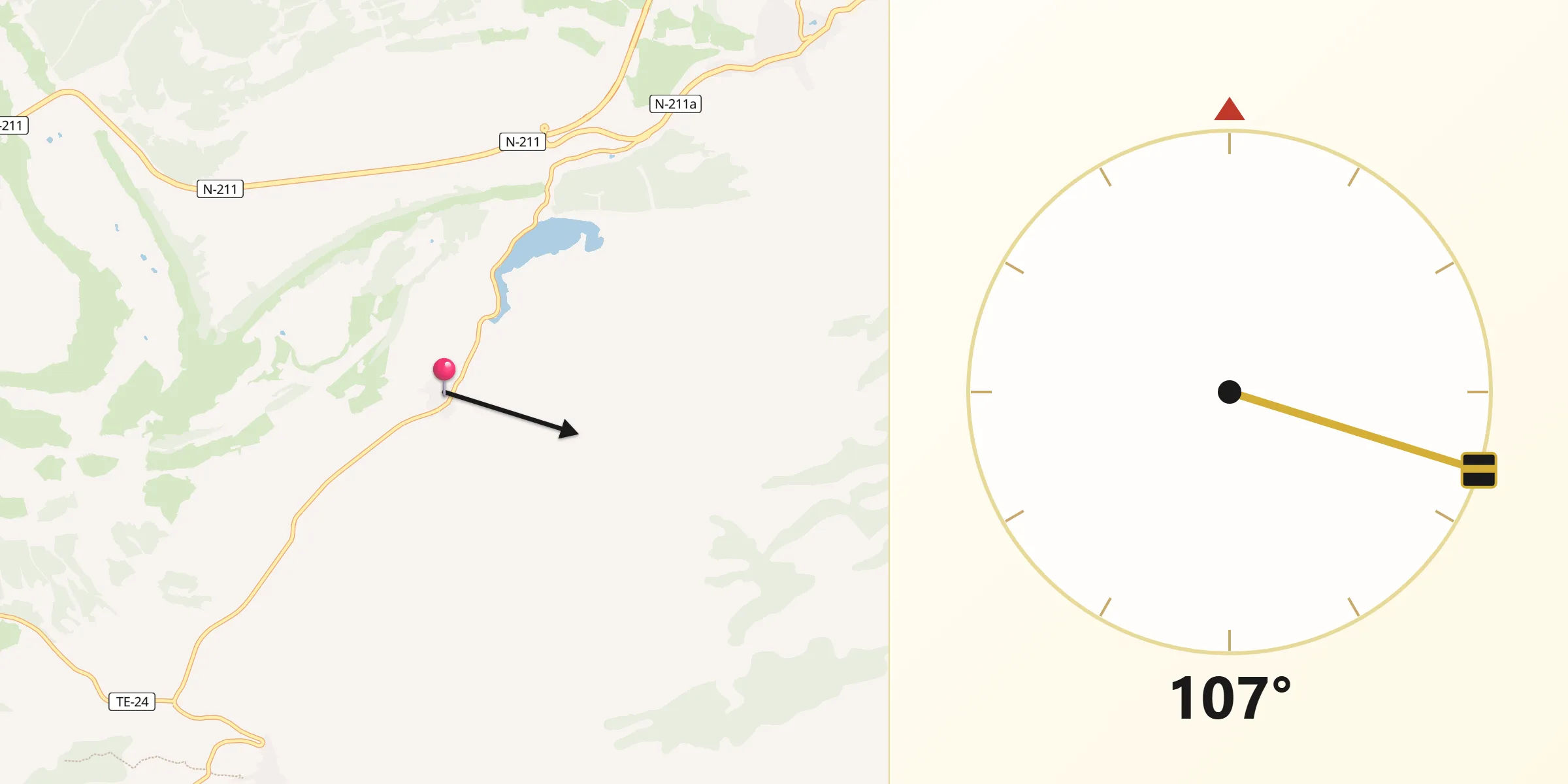 Dirección de la Qibla desde Berge