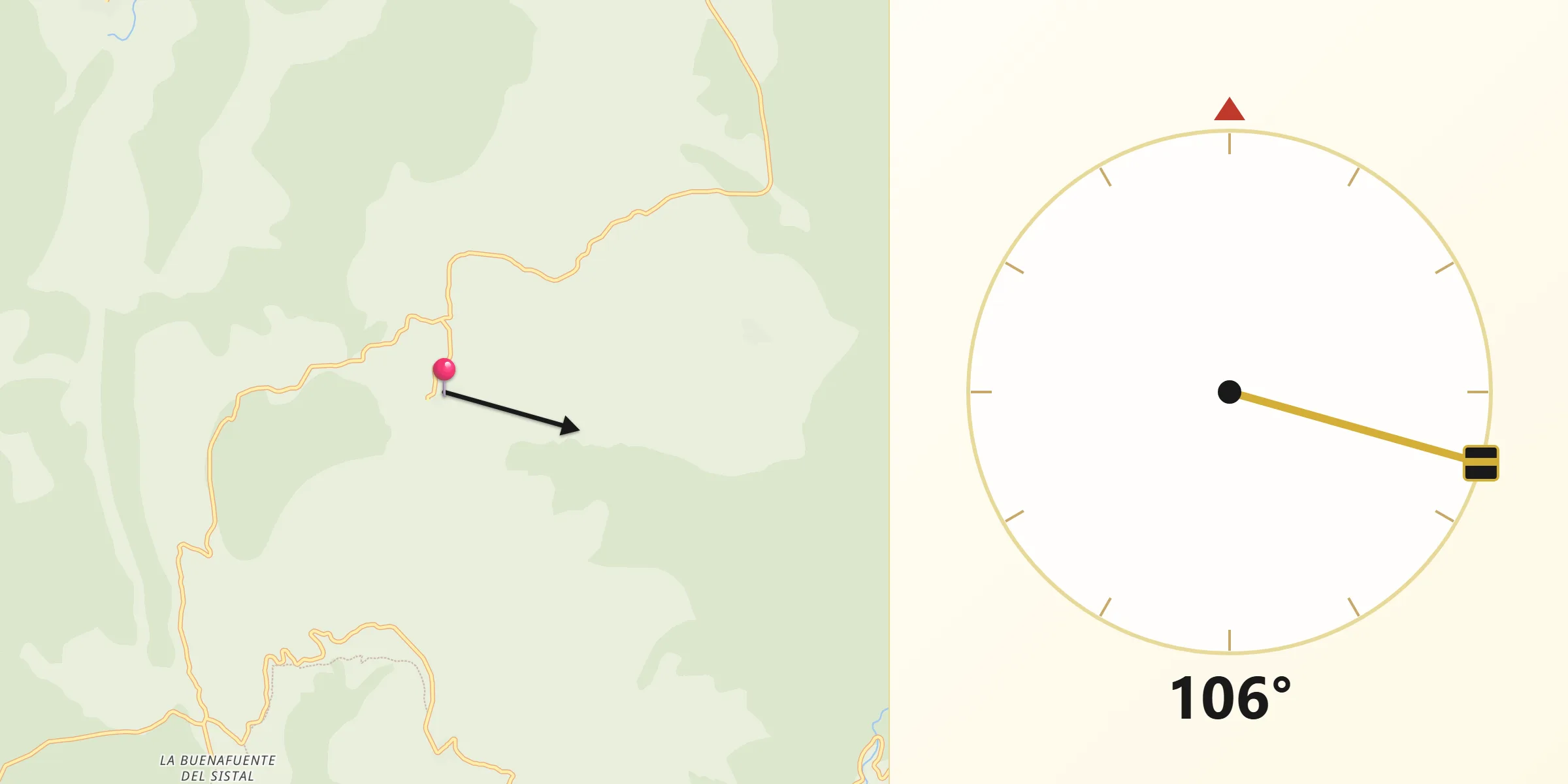 Dirección de la Qibla desde Olmeda de Cobeta