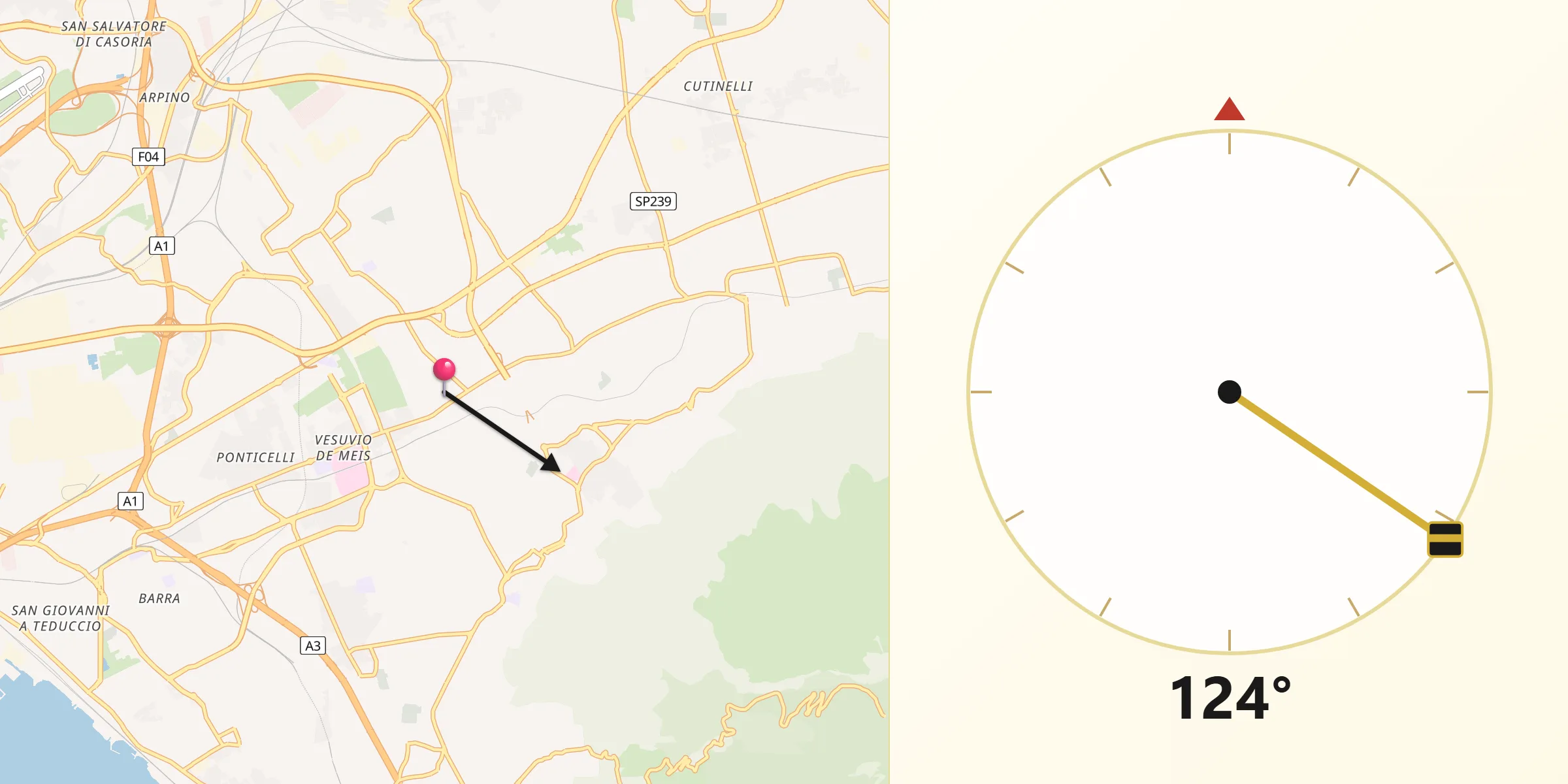 Direzione della Qibla da Cercola