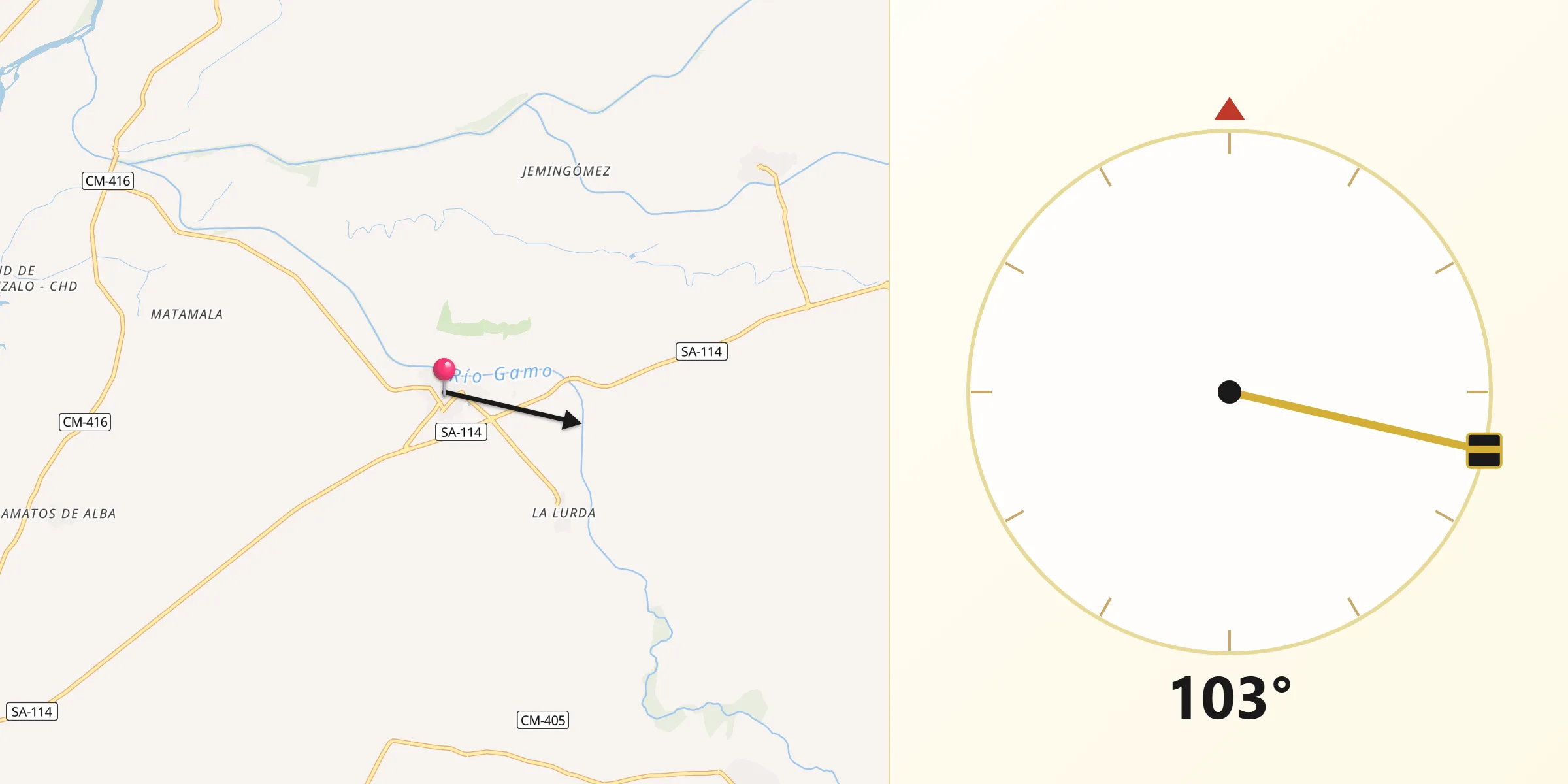 Dirección de la Qibla desde Garcihernández